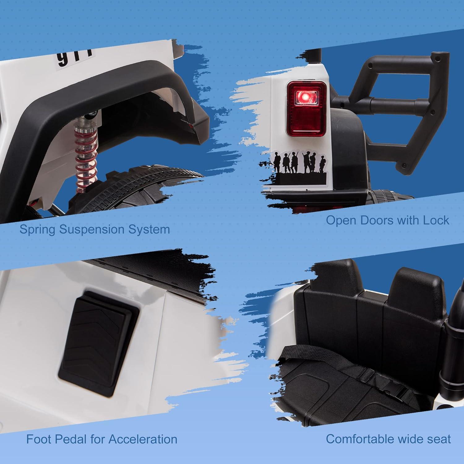 Aosom Kids Ride On Car 12V Battery-Powered Electric Truck with Wide Seat, Parent Remote Control & Bluetooth Music, White