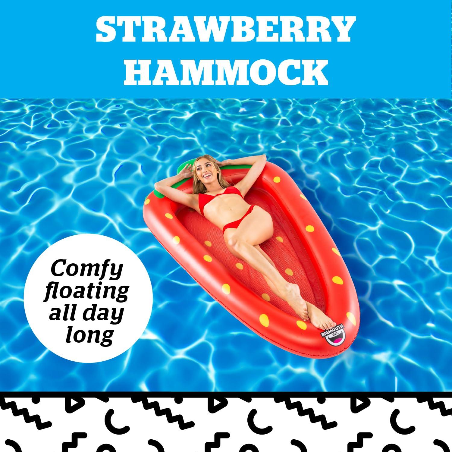 Big Mouth Strawberry Mesh Hammock Pool Float 22-BPF-3913