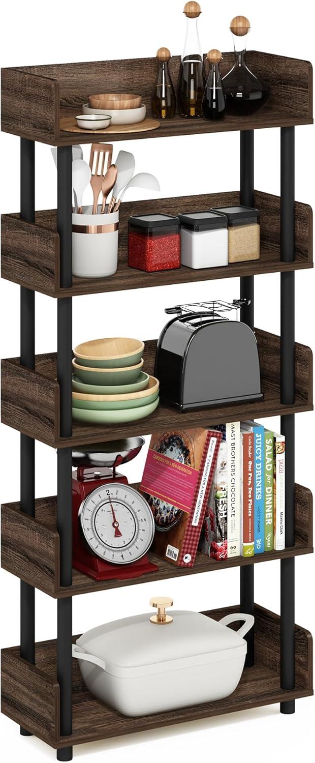 Turn-N-Tube 5-Tier Toolless Freestanding Multipurposes Display Rack, Walnut