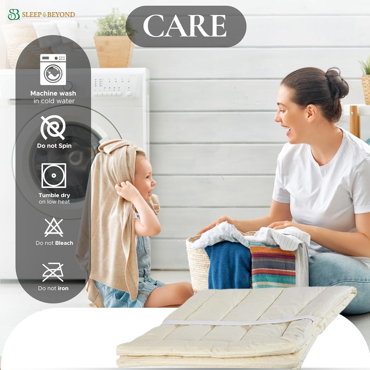 Sleep & Beyond 0.5" Washable Wool Mattress Pad