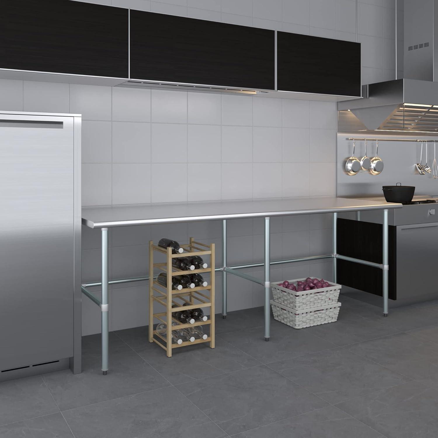 AmGood 30 in. x 96 in. Open Base Stainless Steel Work Table | Residential & Commercial