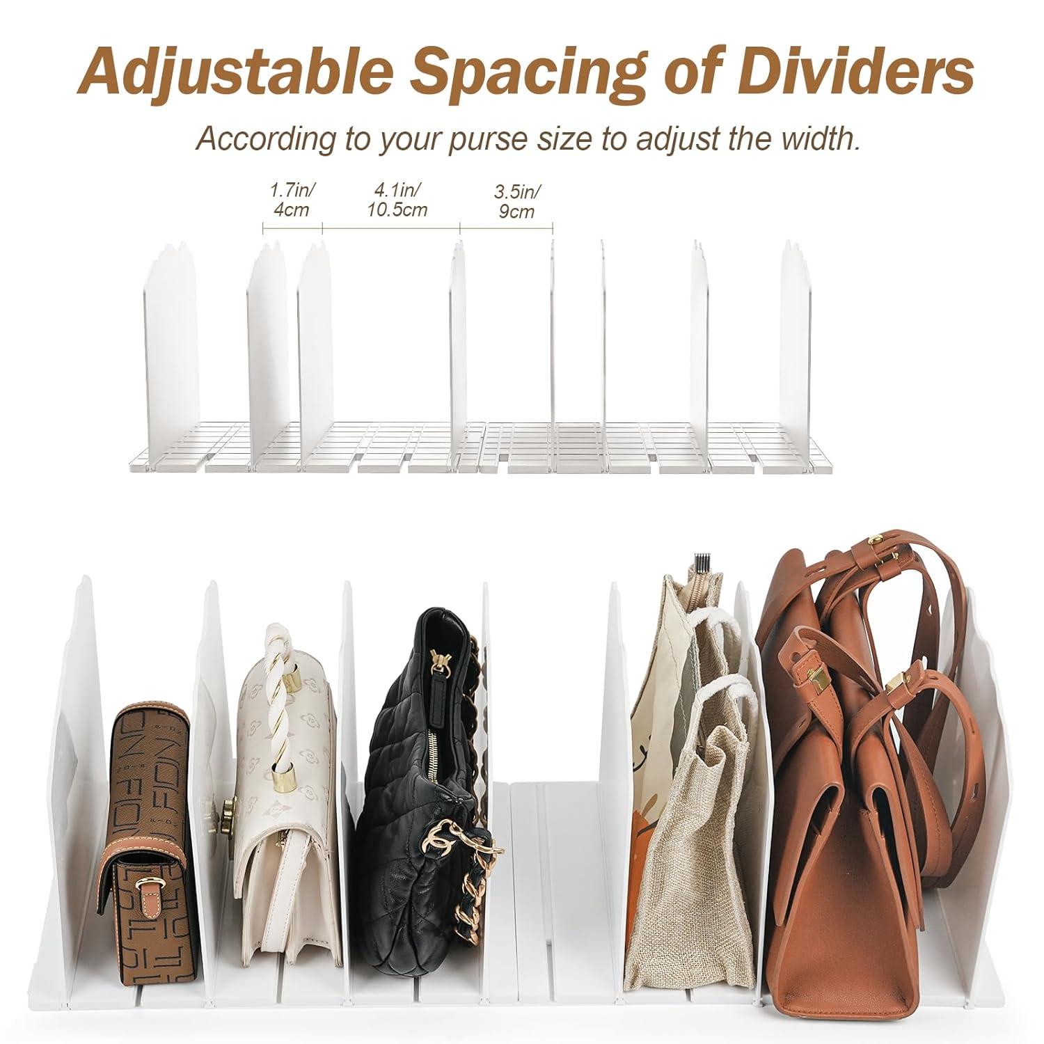 Rebrilliant Adjustable Shelf Divider for Closet, Closet Acrylic Handbag Separators Storage Organizer
