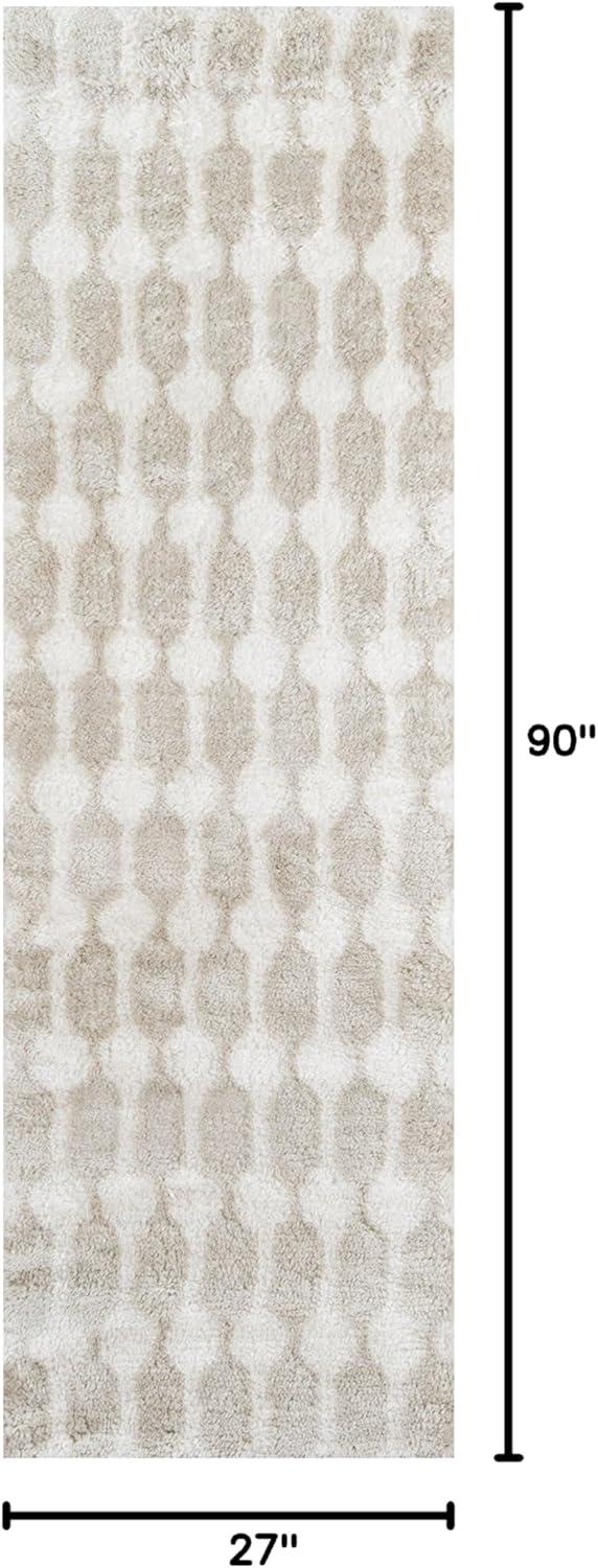 Novogratz Retro Collection Stockings Shag Area Rug, 2'3" x 7'6" Runner, Taupe