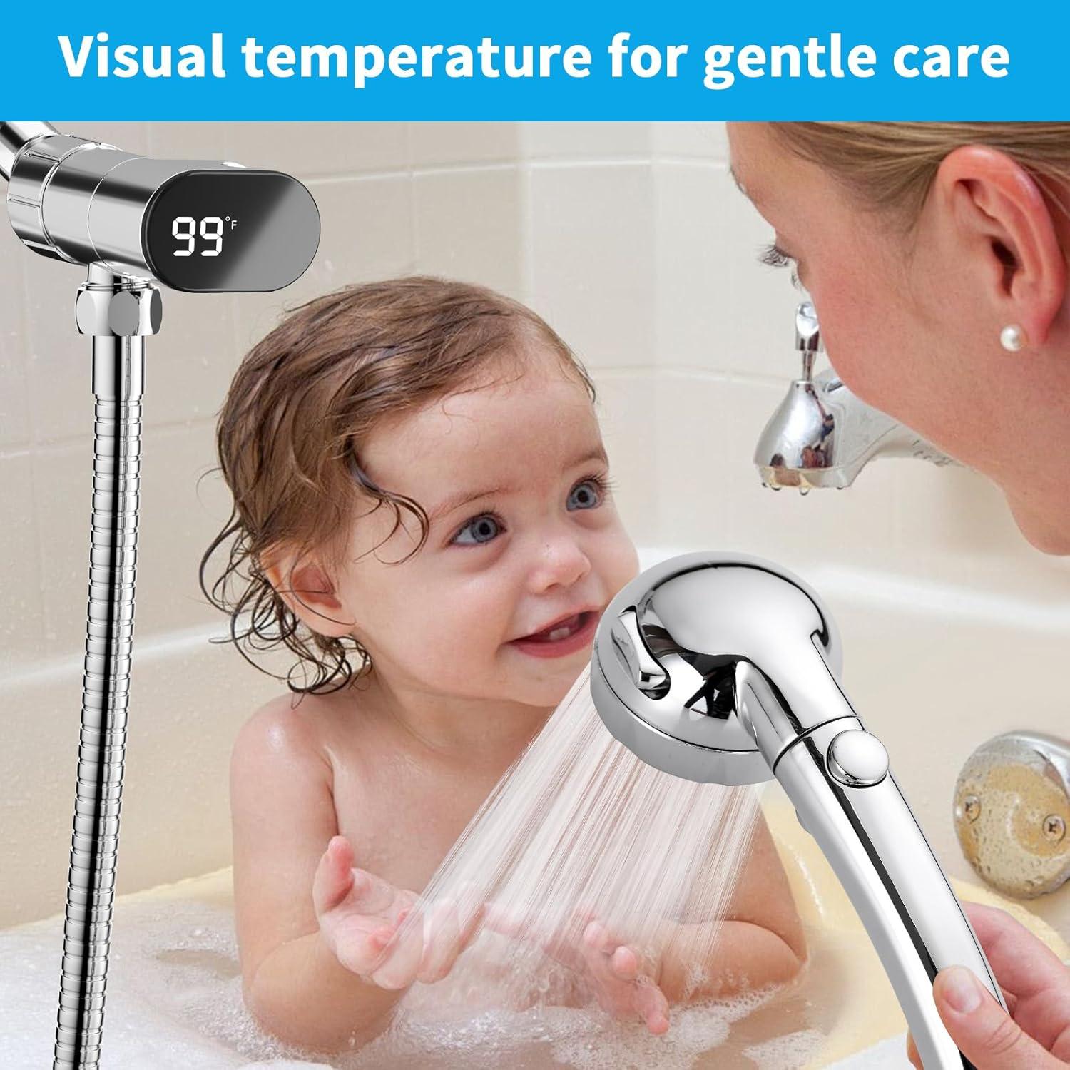 KAIYING Drill-Free High Pressure Handheld Shower Head with ONOFF Pause Switch 3 Spray Modes Water Saving Showerhead Detachable Puppy Shower Accessories (MShower Head (Chrome)+Bracket + Hose)