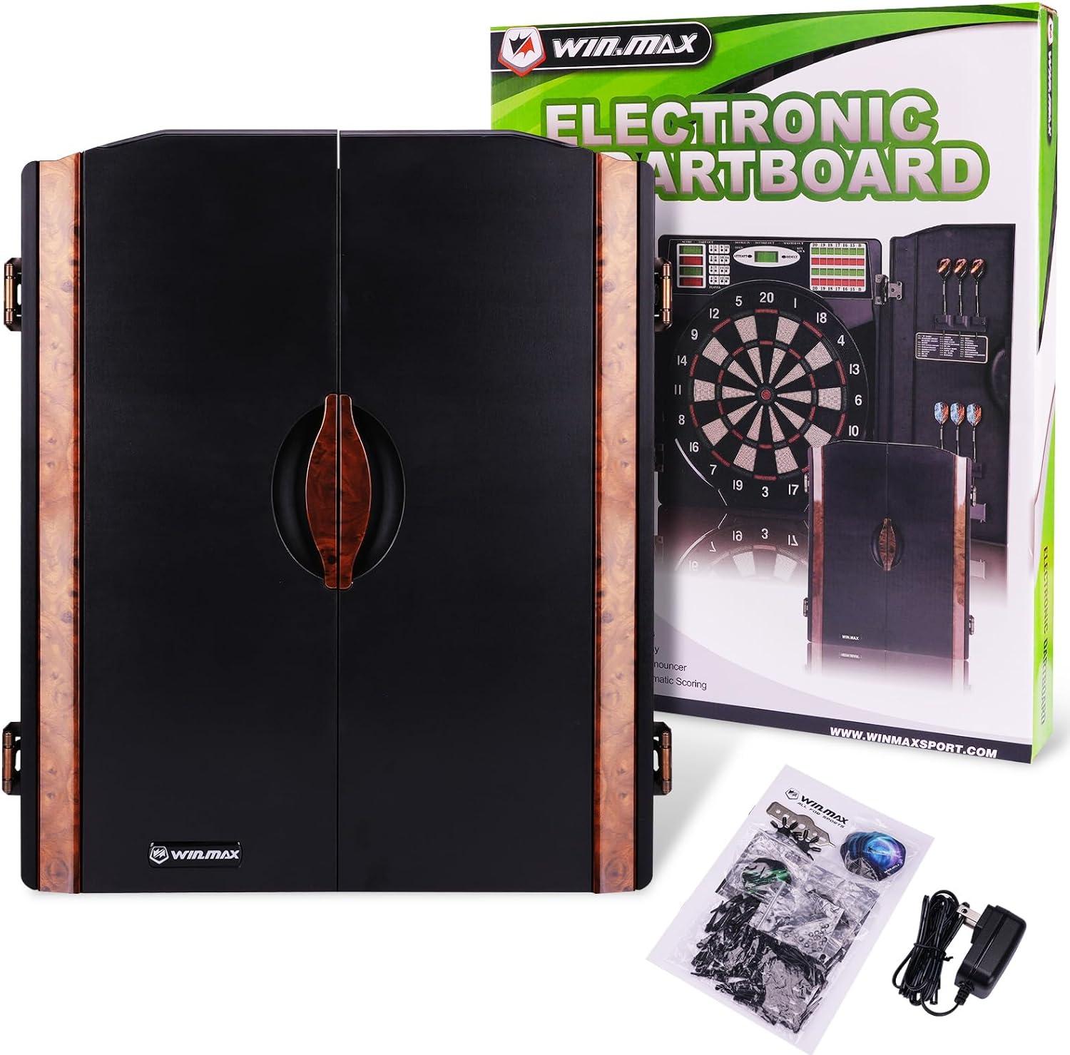 Electronic Dart Board LED Electric Digital Dart Boards for Adults with Cabinet with 12 Soft Tip Dartboard Set