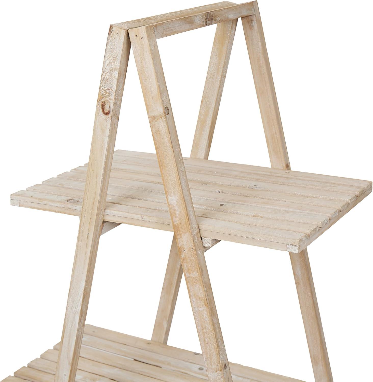 Natural Fir Wood 3-Tier Triangular Storage Rack