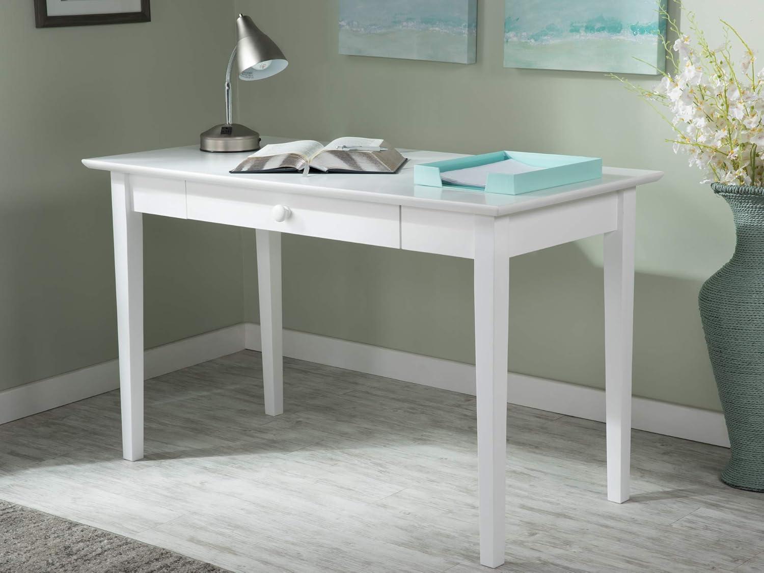 Shaker Classic White Solid Wood Desk with Felt-Lined Drawer