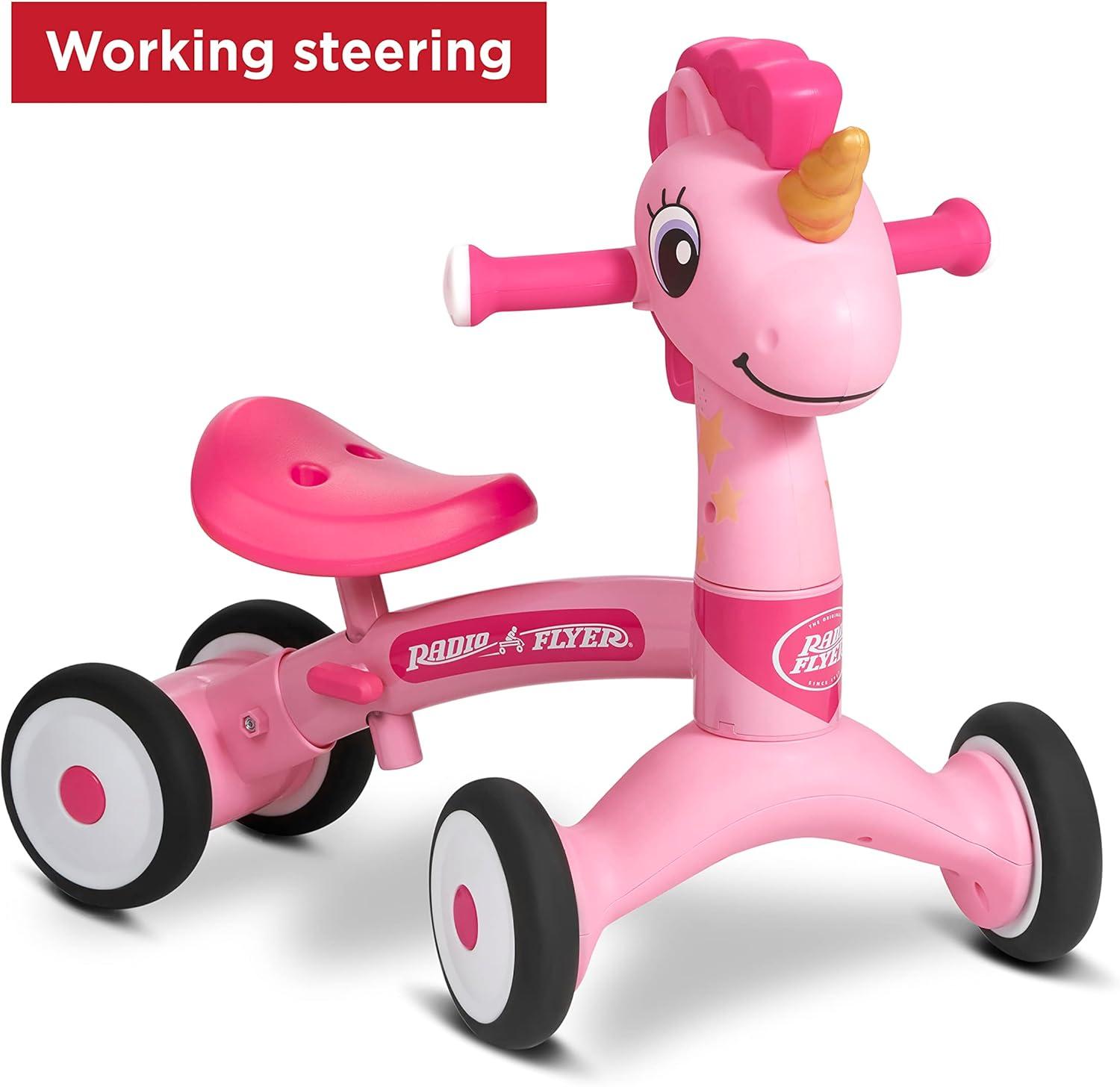 Radio Flyer, Lil' Racers: Sparkle the Unicorn Ride-on for Girls and Boys