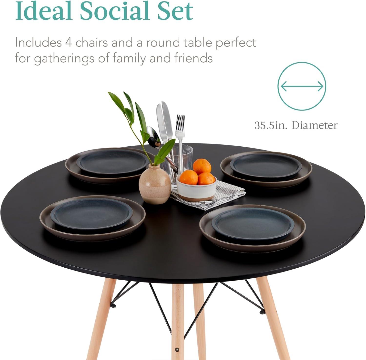 Best Choice Products 5-Piece Compact Mid-Century Modern Dining Set w/ 4 Chairs, Wooden Legs