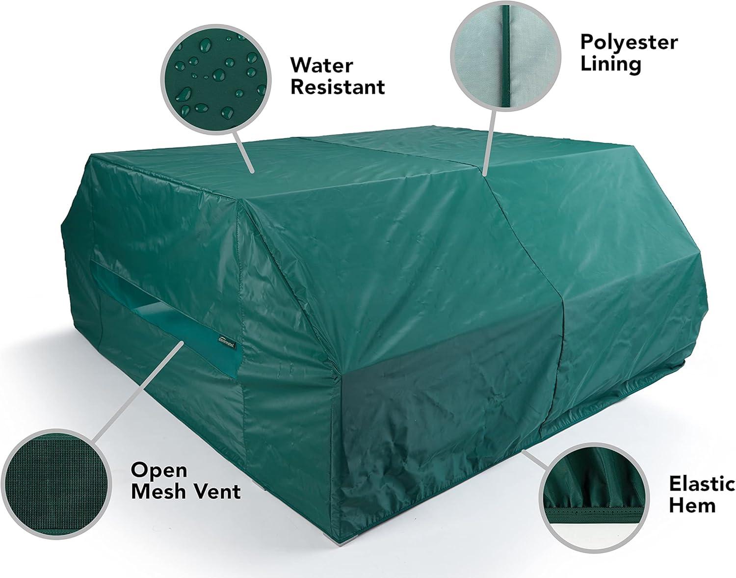 Covermates Picnic Table Cover - Classic - Light Weight Material, Weather Resistant, Elastic Hem, Patio Table Covers, 76W x 62D x 32H, Green