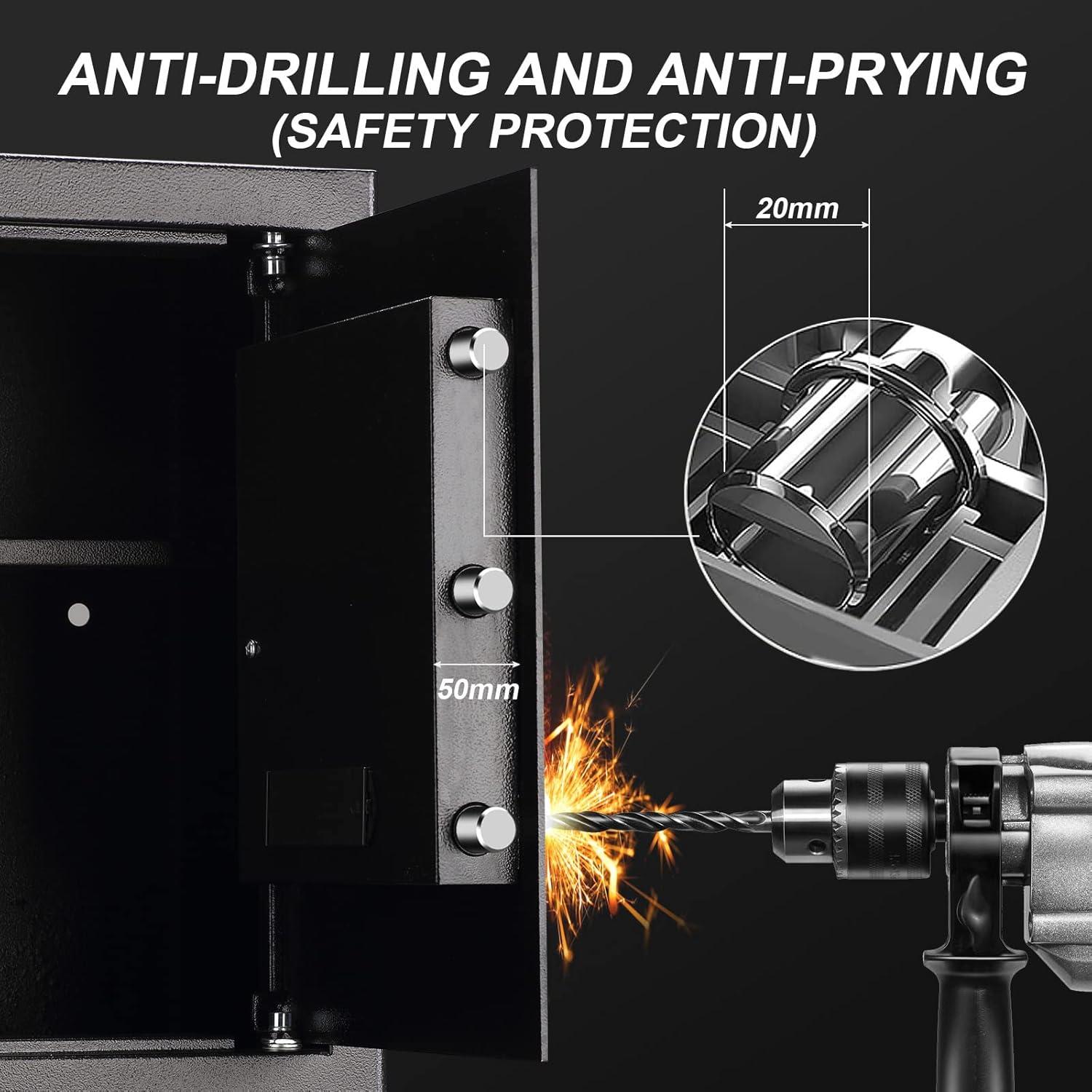 Safe 2.2 Cubic Feet Fire Resistant And Waterproof Home Safe, Keypad Large Lock Box Cabinet Safe, Solid Alloy Steel Office Hotel Home Safe, Black