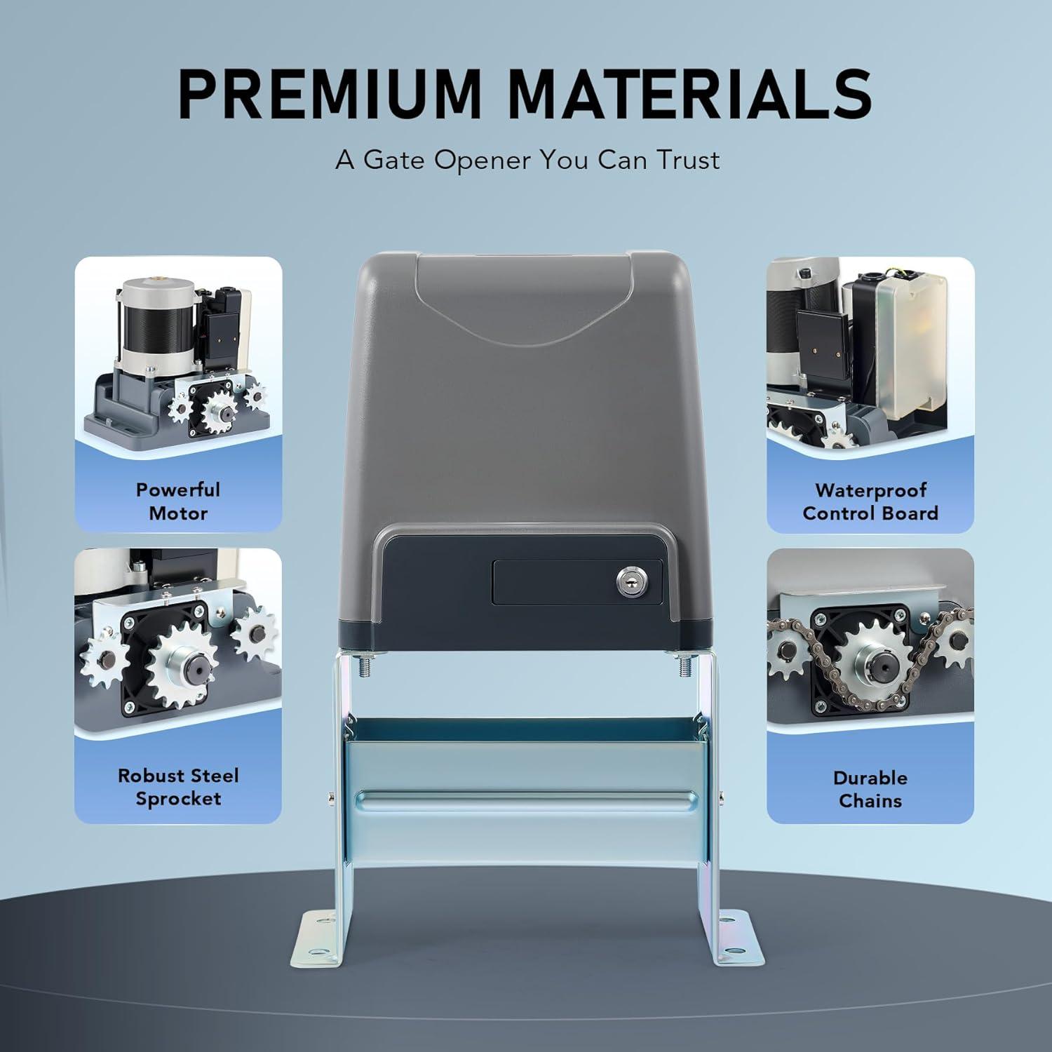 CO-Z 3300 lb Gray Steel Automatic Sliding Gate Opener Kit