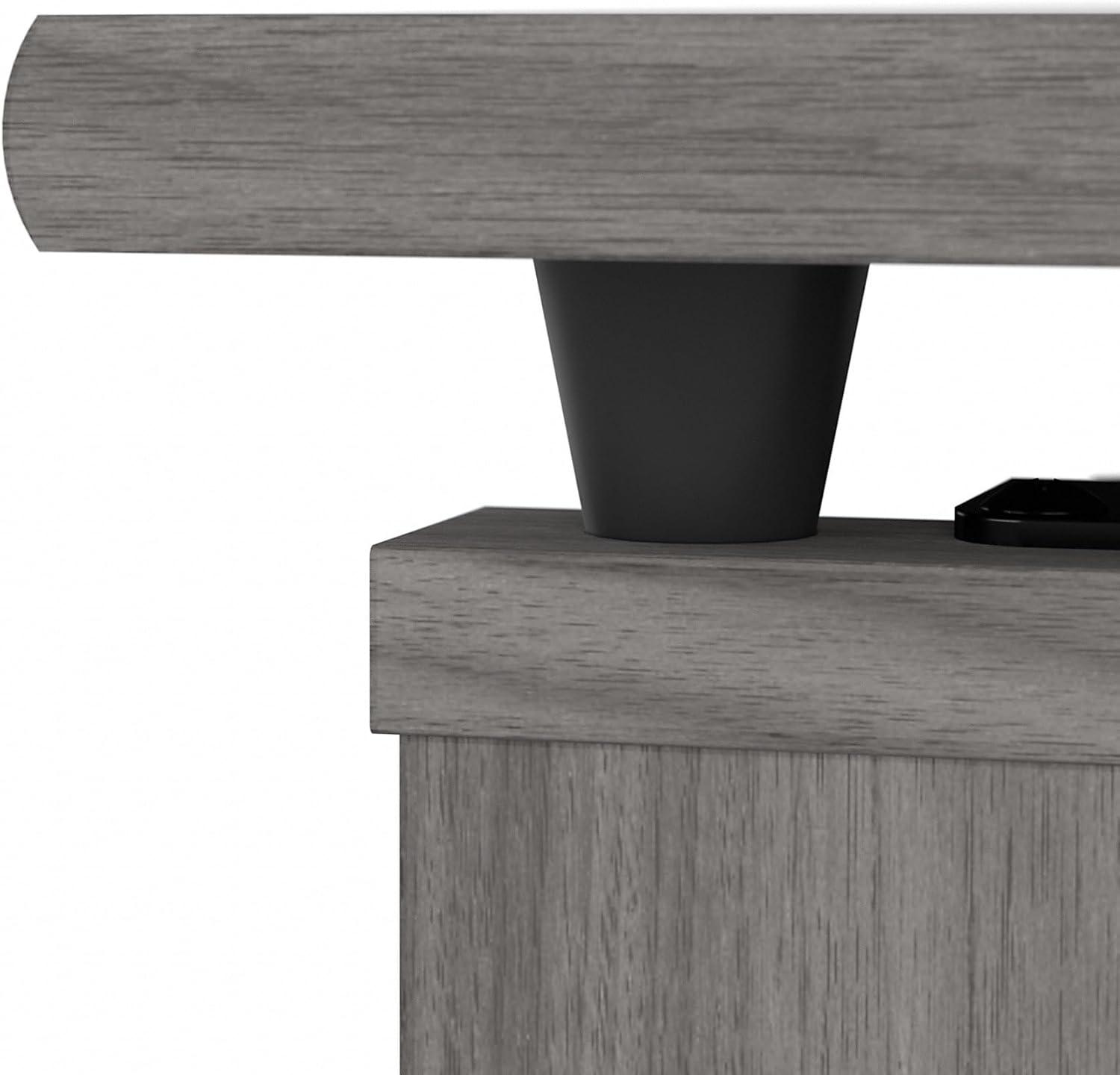 Cabot 60W Sit to Stand L Shaped Desk with Hutch in Modern Gray - Engineered Wood