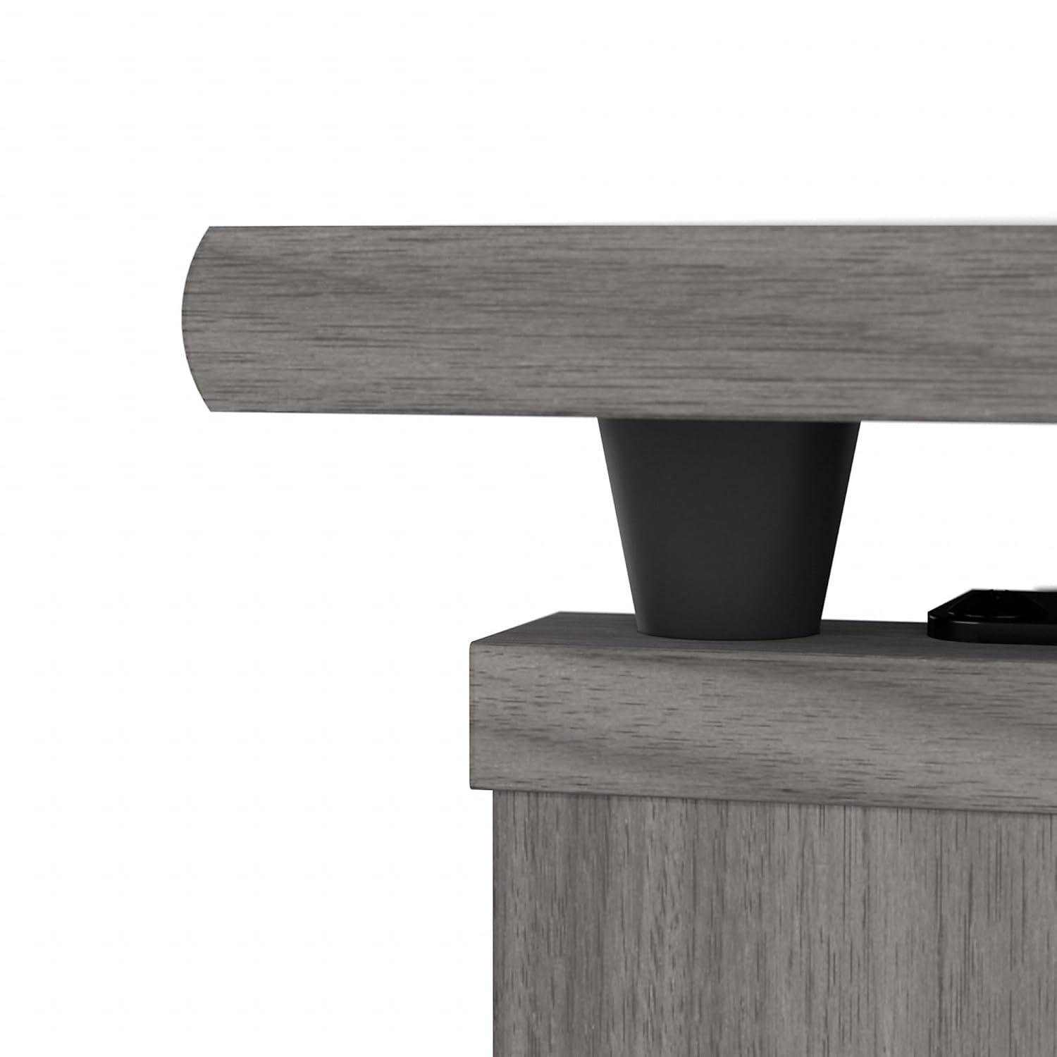 Cabot 60W Sit to Stand L Shaped Desk with Hutch in Modern Gray - Engineered Wood