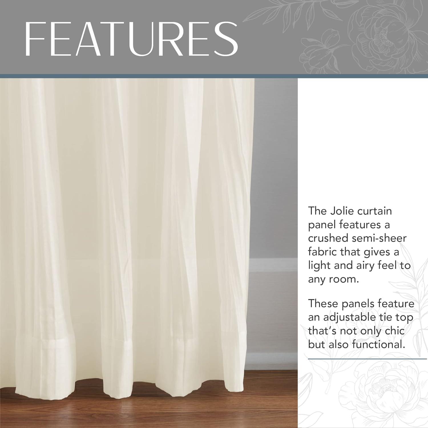 Ivory Semi-Sheer Tie Top Linen-Polyester Window Curtains