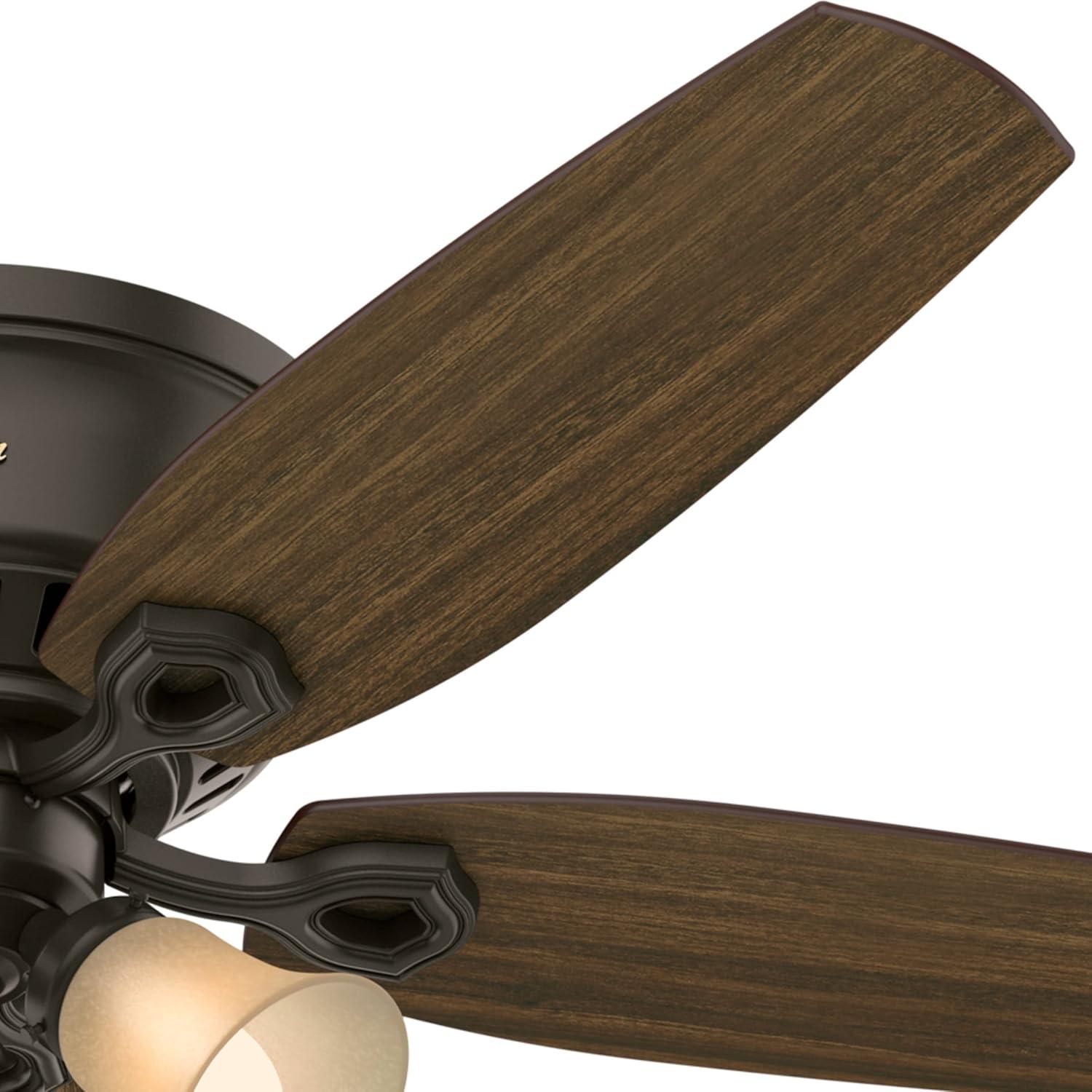 Builder Low Profile 52" 5 - Blade Flush Mount Ceiling Fan with Lights and Pull Chains