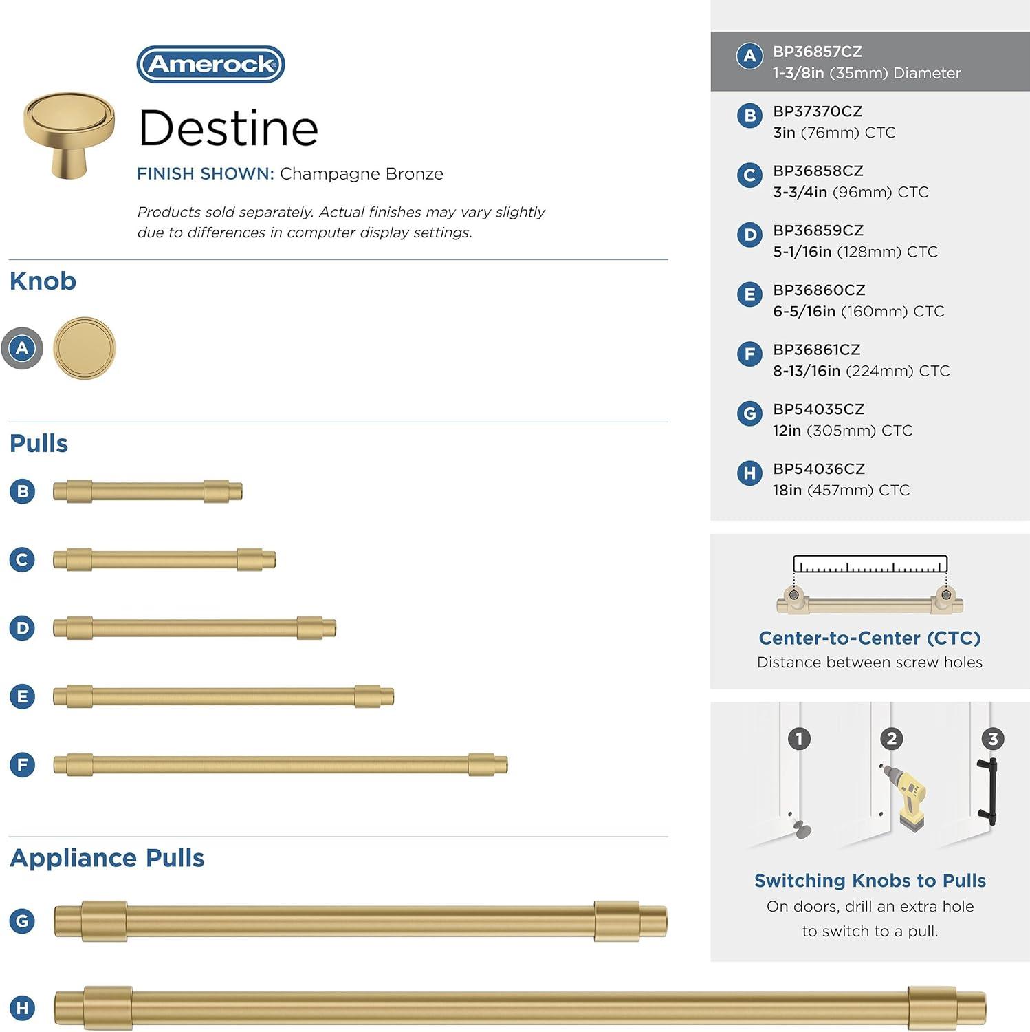 Destine 1 3/8" Diameter Round Knob