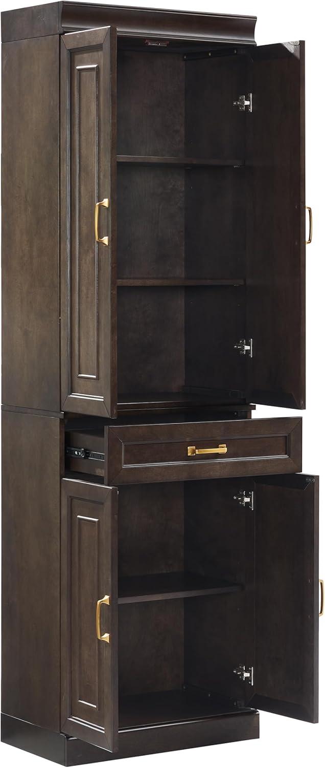 Crosley 78" Stanton Kitchen Storage Pantry Cabinet Coffee: Modular Design, 5 Adjustable Shelves, Wood Veneer