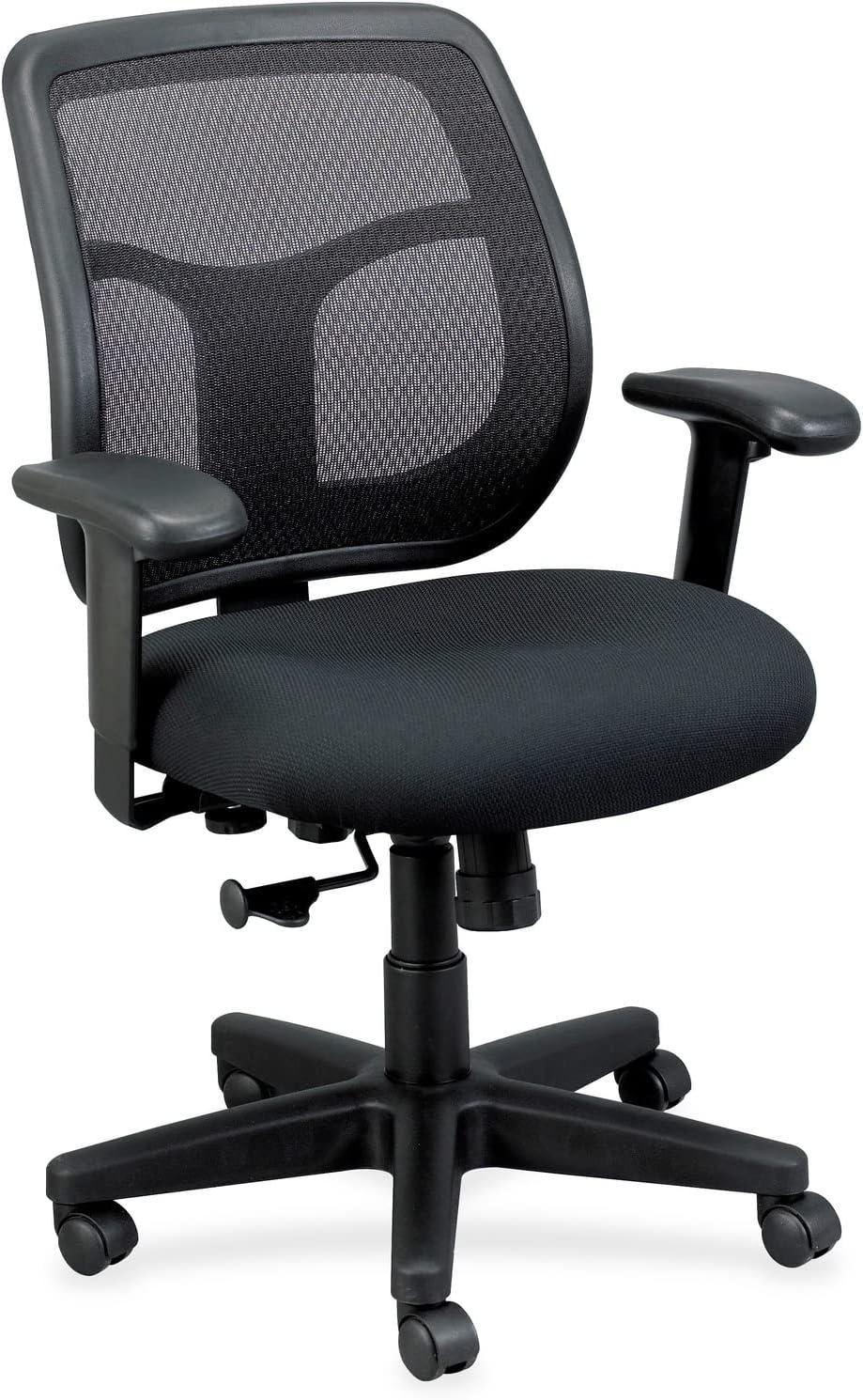 Adjustable Swivel Task Chair with Mesh Back and Black Fabric