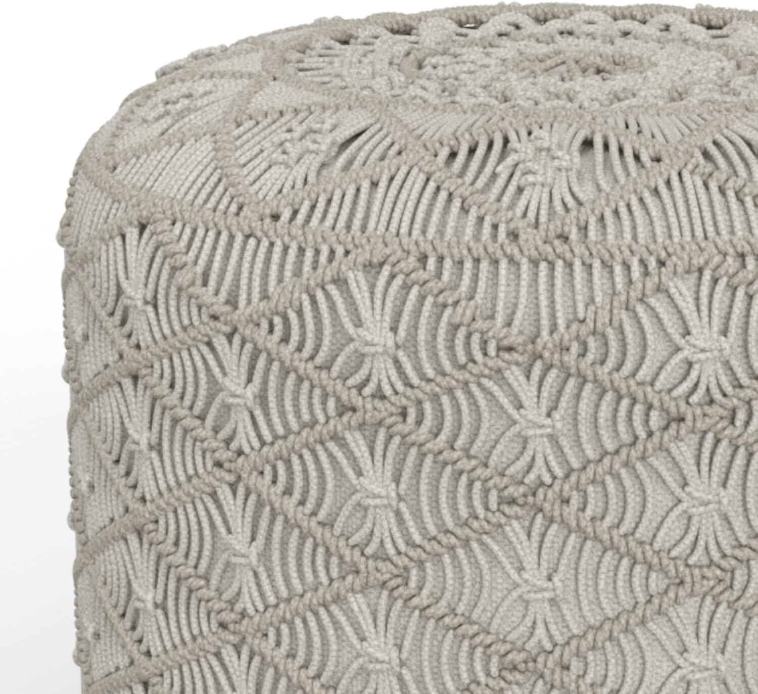 Coates Contemporary Cloud Grey Cotton Round Pouf