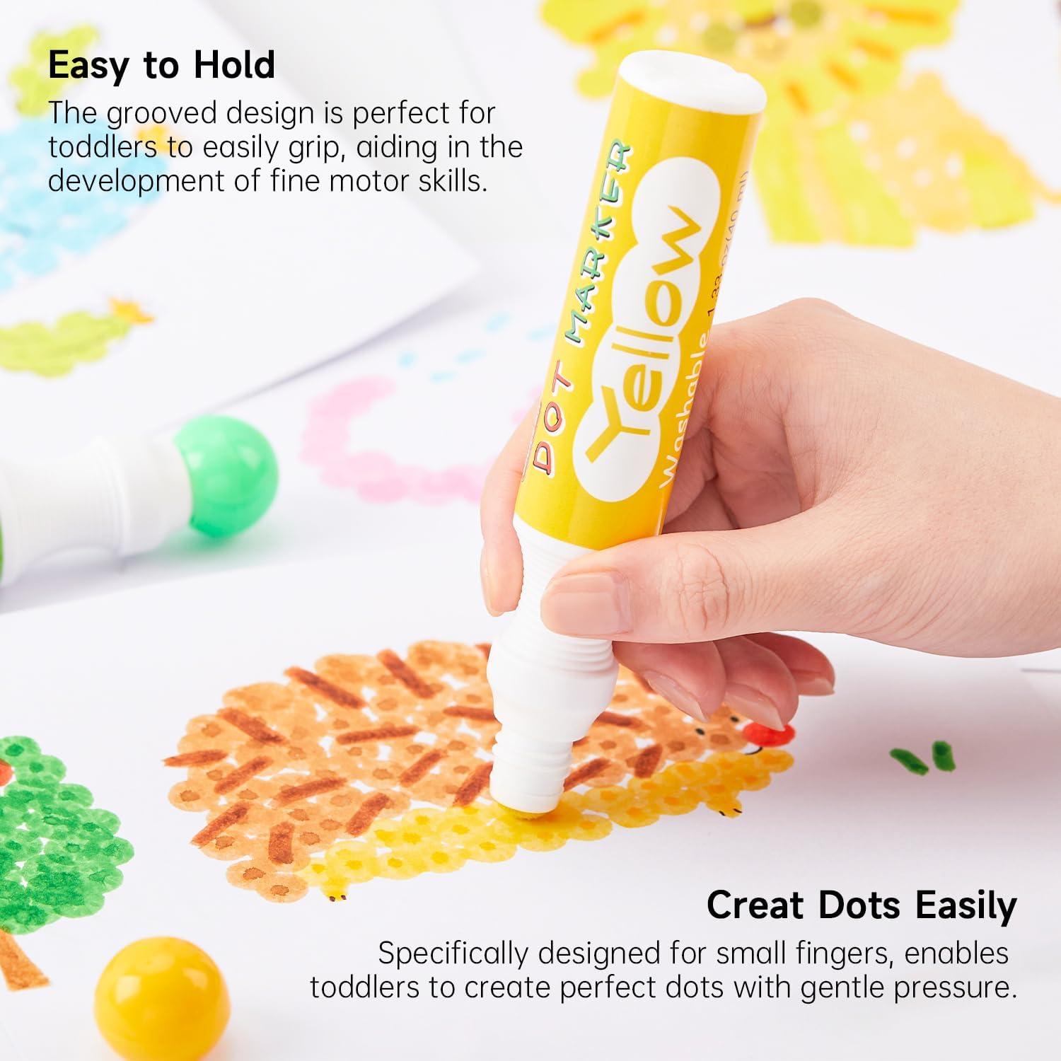 Shuttle Art Dot Markers, 14 Colors Bingo Daubers with 20 Unique Patterns of Dot Book for Art Activities, Non-Toxic Washable Coloring Markers