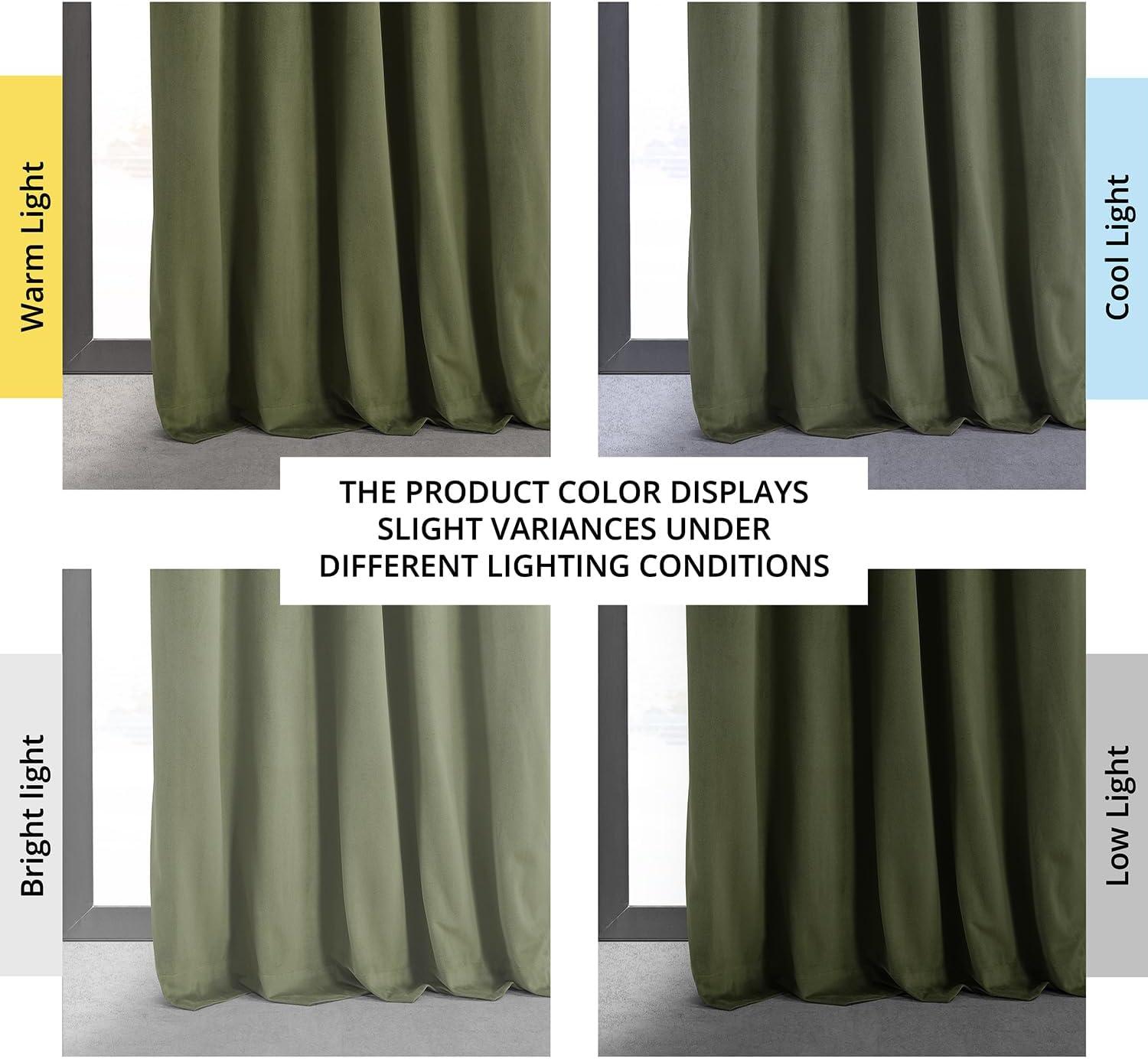 Half Price Drapes Signature Hunter Green Velvet Blackout Curtains For Bedrooms (1 Panel), 50WX 84L