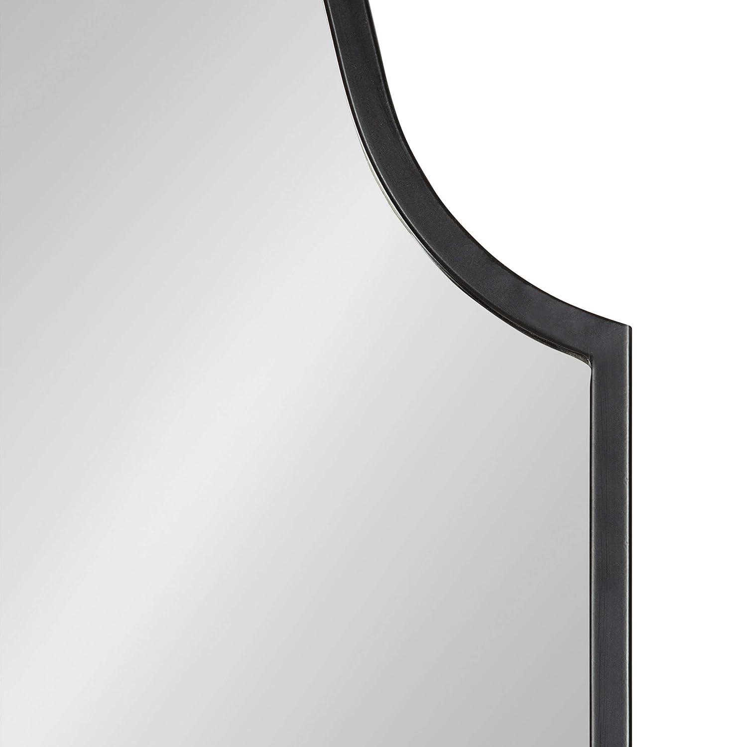24"x37" Rowla Framed Decorative Wall Mirror Black - Kate & Laurel: Oval, Scalloped Edge, Vintage Design