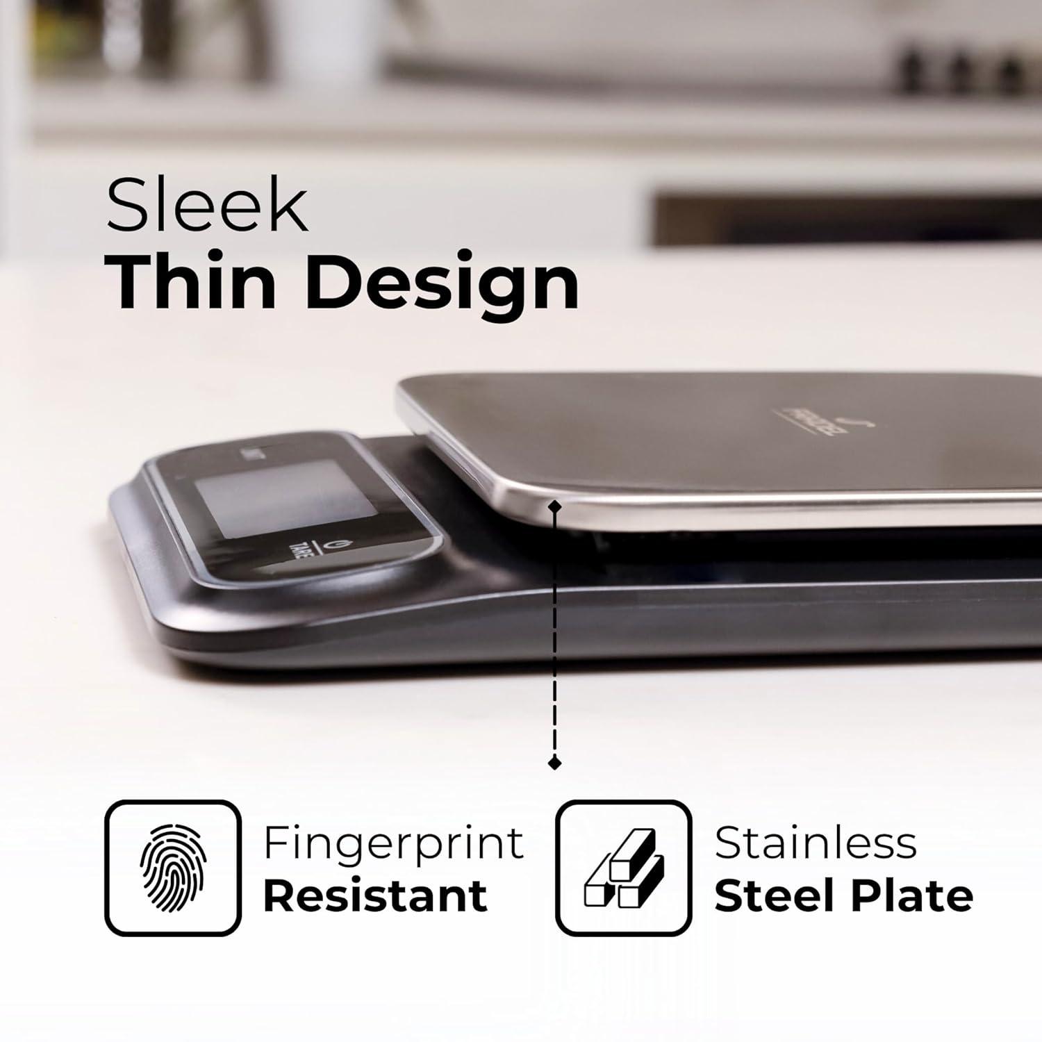 Fradel 0.1g Digital Kitchen Food Scale in Grams & Ounces - 11lb, for Cooking, Baking, Weight Loss - Square