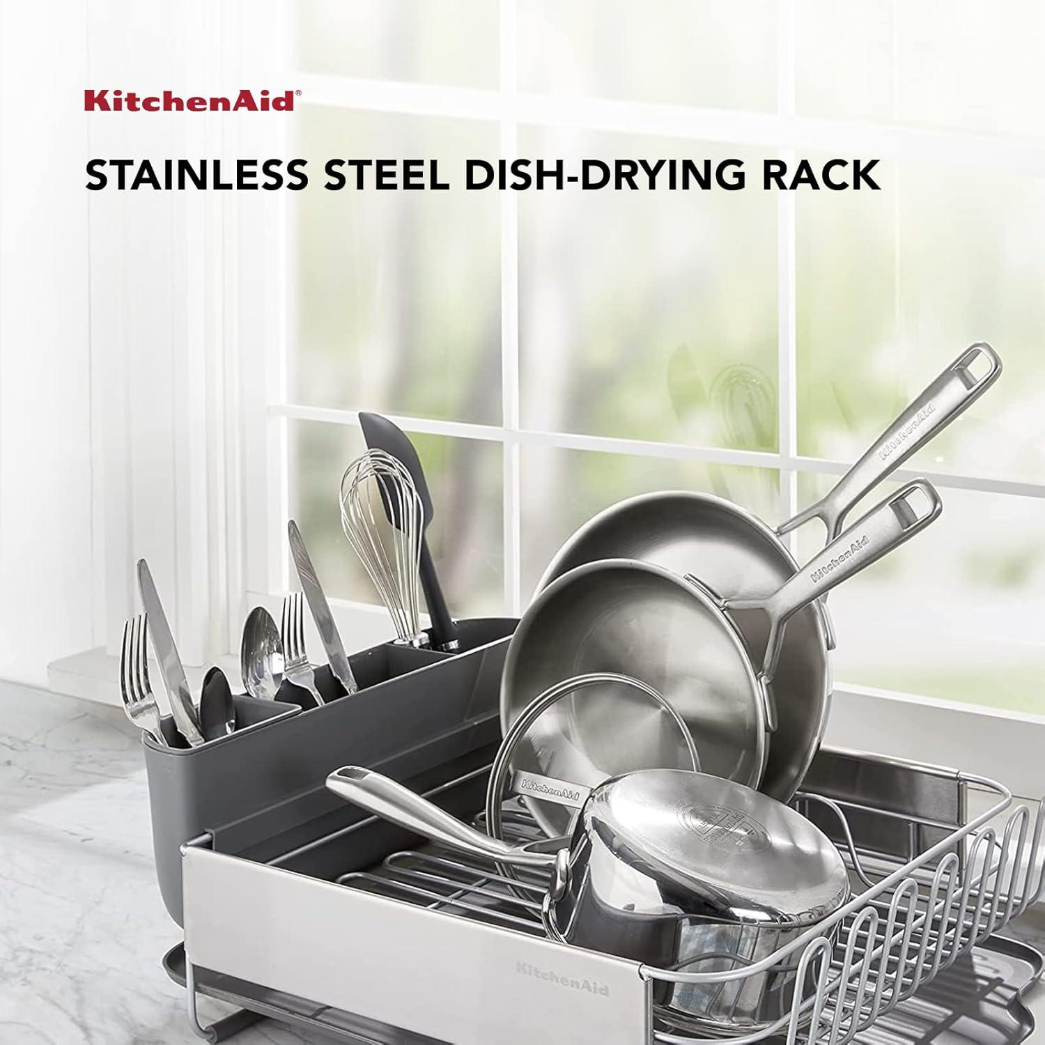 Gray Stainless Steel Large Expandable Dish-Drying Rack