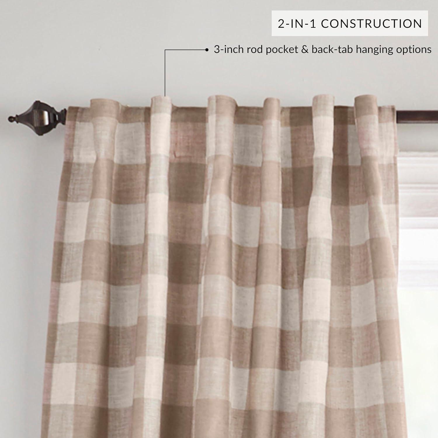 Elrene Grainger Buffalo Check Lined Room Darkening Single Window Curtain Panel - Elrene Home Fashions