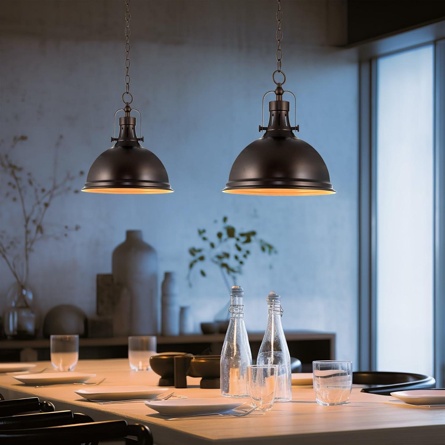 Kira Home Belle 14" Modern Industrial Pendant Light, Adjustable Hanging Height, Oil Rubbed Bronze Finish