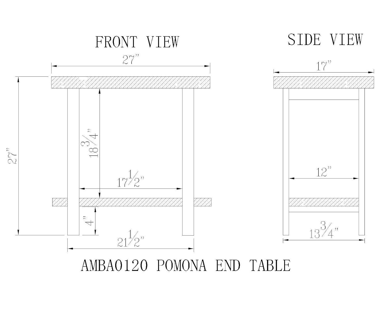 Pomona Metal and Reclaimed Wood End Table Slate Gray - Alaterre Furniture