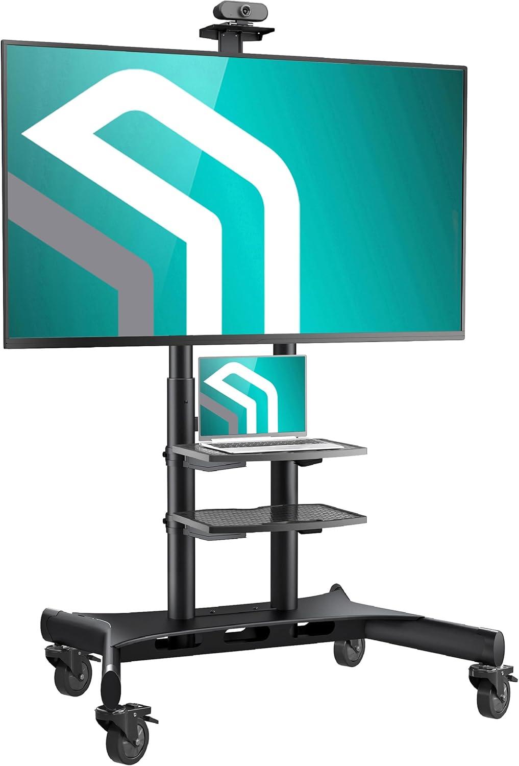 ONKRON Portable TV Stand With Wheels - Adjustable TV Stand for 32-65 Inch for TVs up to 110 lbs