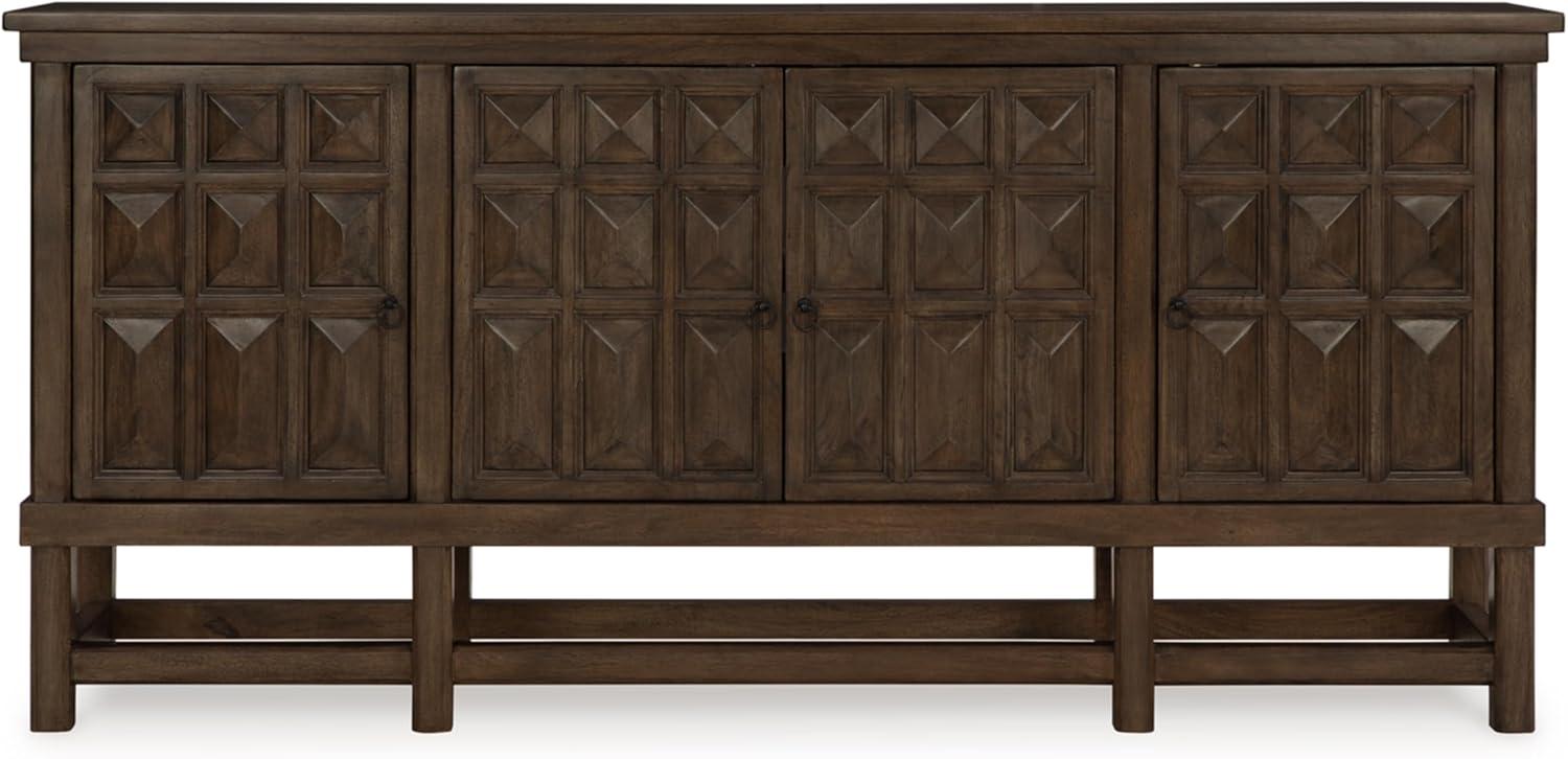 Braunell Dark Brown Mango Wood Accent Cabinet with Carved Doors