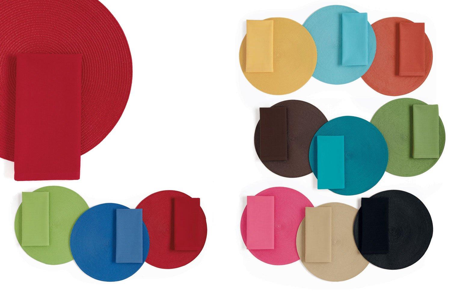 Aqua Woven Round Placemats Set of 6, 14.75"