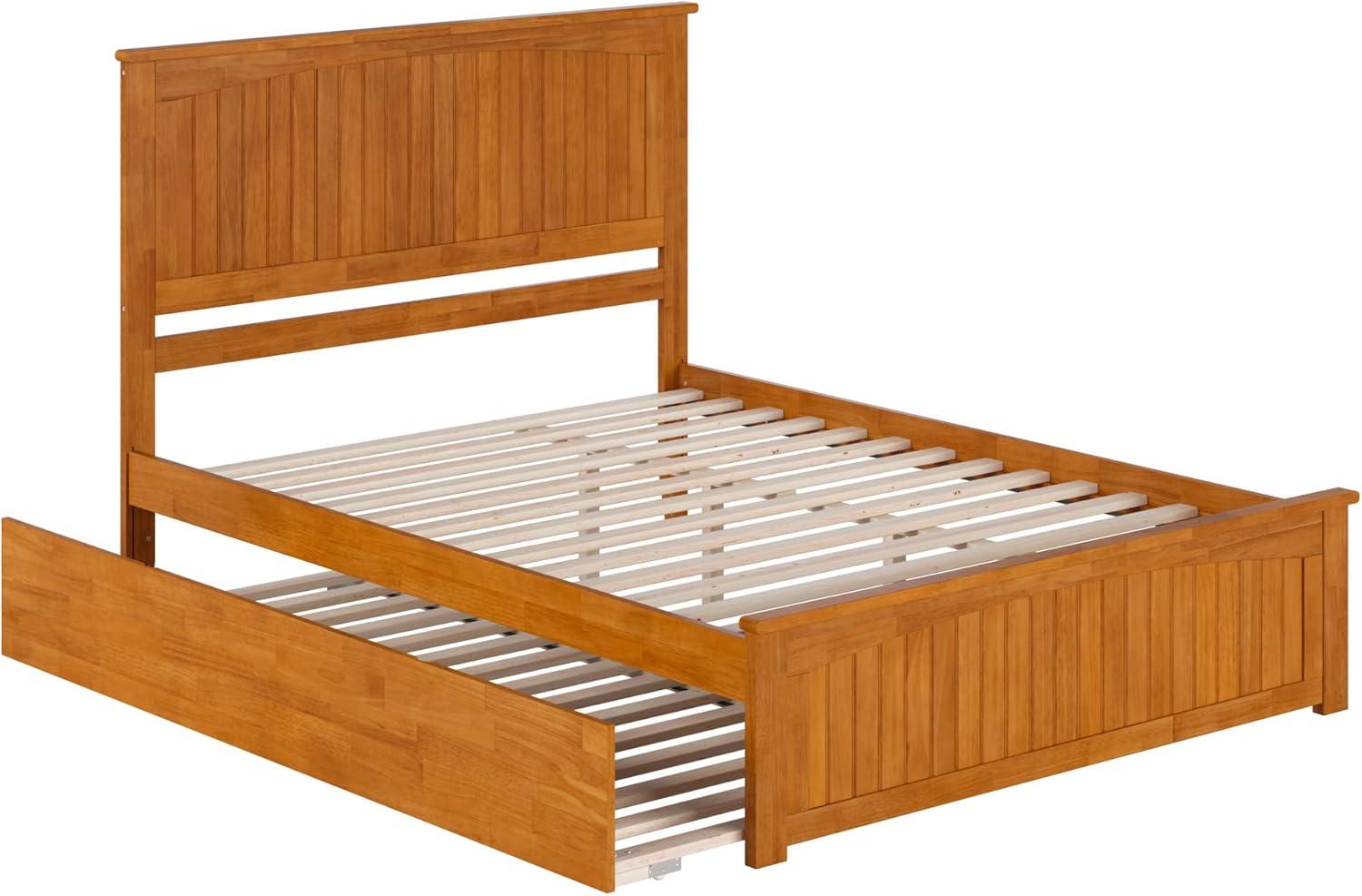 AFI Nantucket Queen Platform Bed with Matching Footboard and Twin XL Trundle, Light Toffee