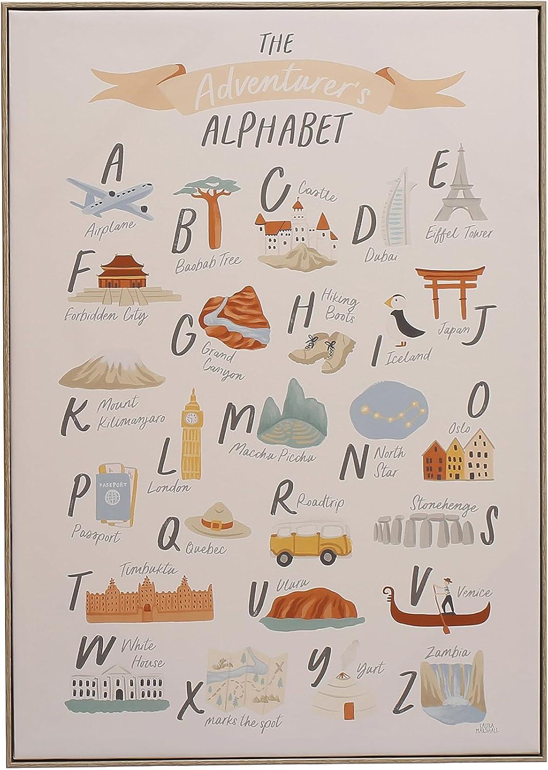 Adventurer's Alphabet Multicolor Canvas Framed Wall Art