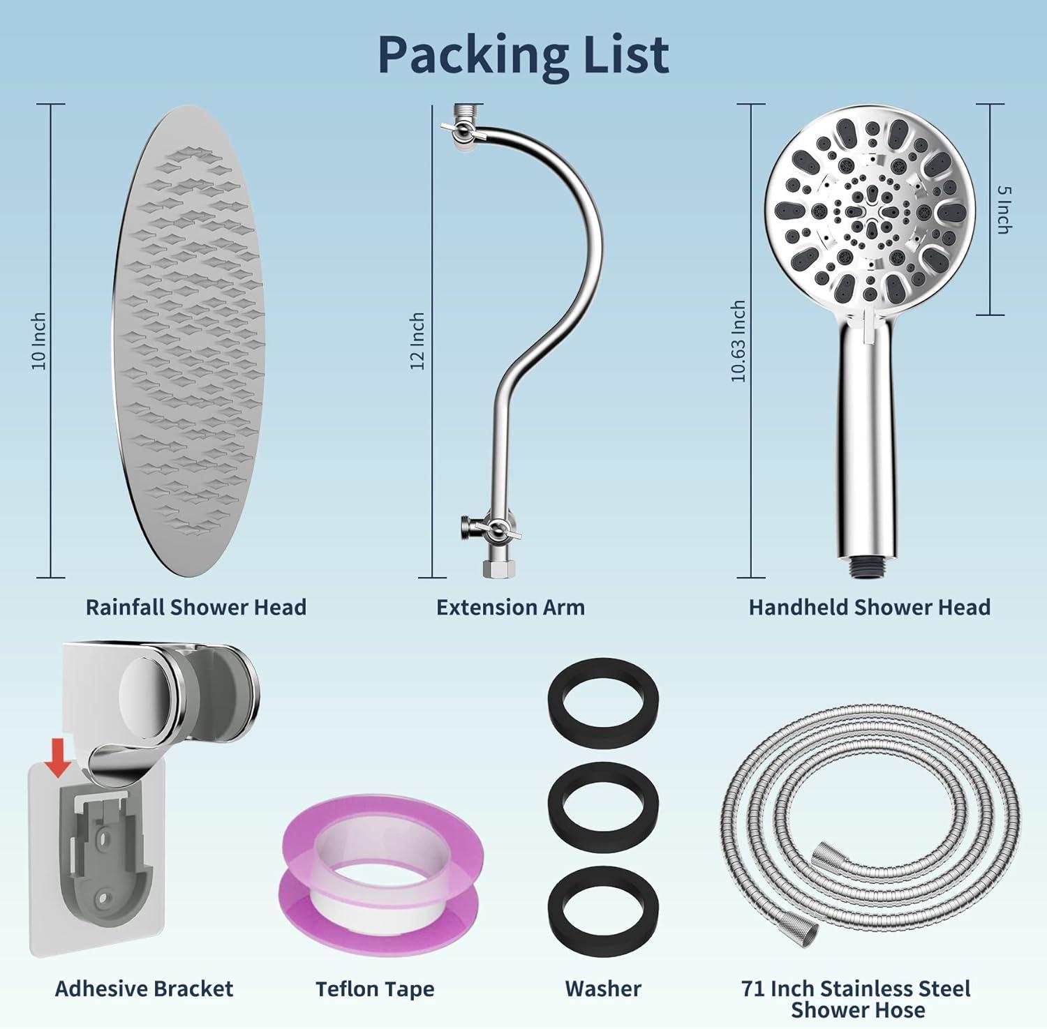 High Pressure Rainfall Shower Head with Handheld Spray Combo