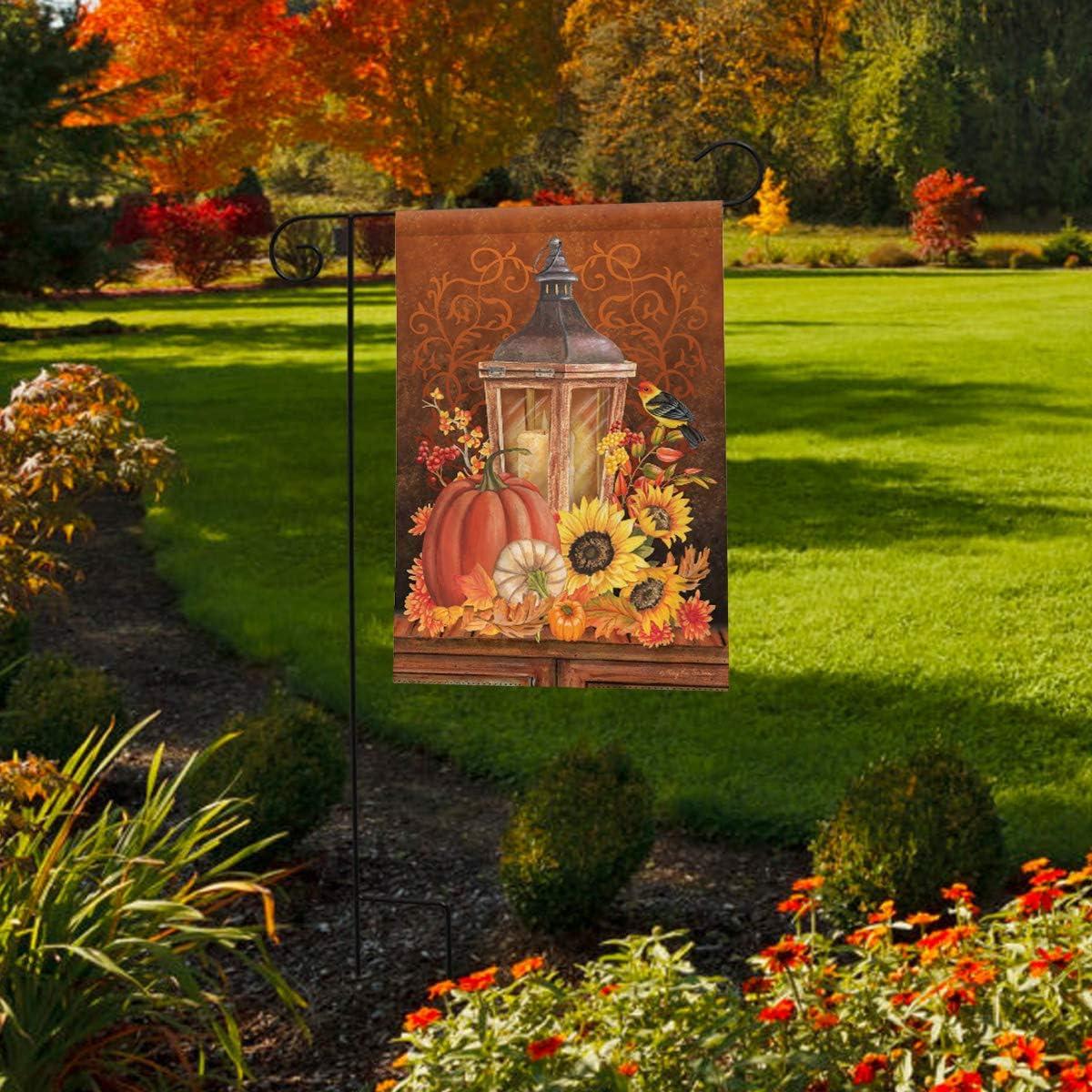 Fall Lantern Primitive Garden Flag Pumpkins Sunflower 18" x 12.5" Briarwood Lane