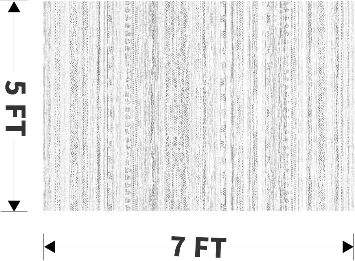 Loon Peak® 5x7 Area Rugs for Living Room Machine Washable Rug Distressed Indoor Carpet Neutral Moroccan Boho Rug Ultra Soft Area Rug for Bedroom Dining Room Playroom Office, Grey