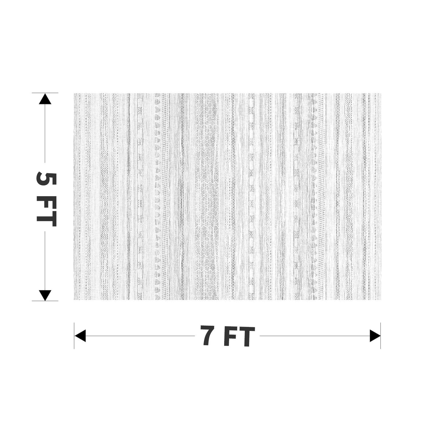 Loon Peak® 5x7 Area Rugs for Living Room Machine Washable Rug Distressed Indoor Carpet Neutral Moroccan Boho Rug Ultra Soft Area Rug for Bedroom Dining Room Playroom Office, Grey