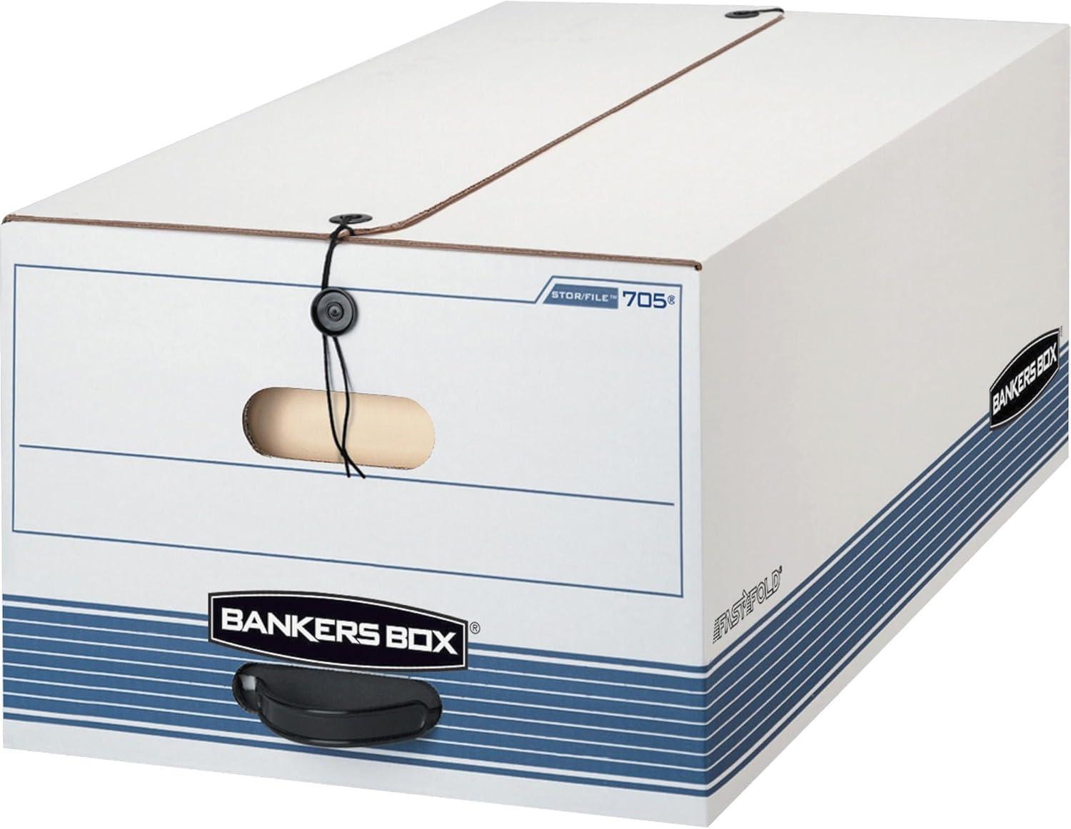 Bankers Box STOR/FILE Medium-Duty Storage Boxes, FastFold, String and Button, Legal, 4 Pack (0070503)