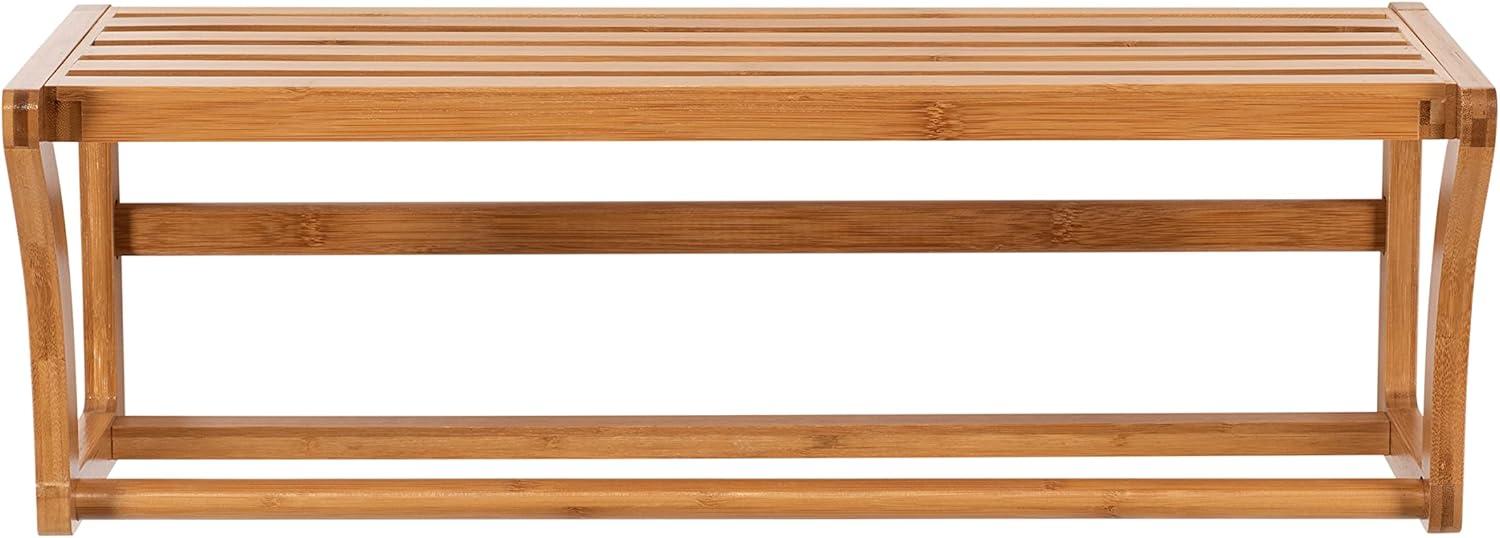 Bamboo Wall Mounting Shelf with Towel Bar Brown - Organize It All