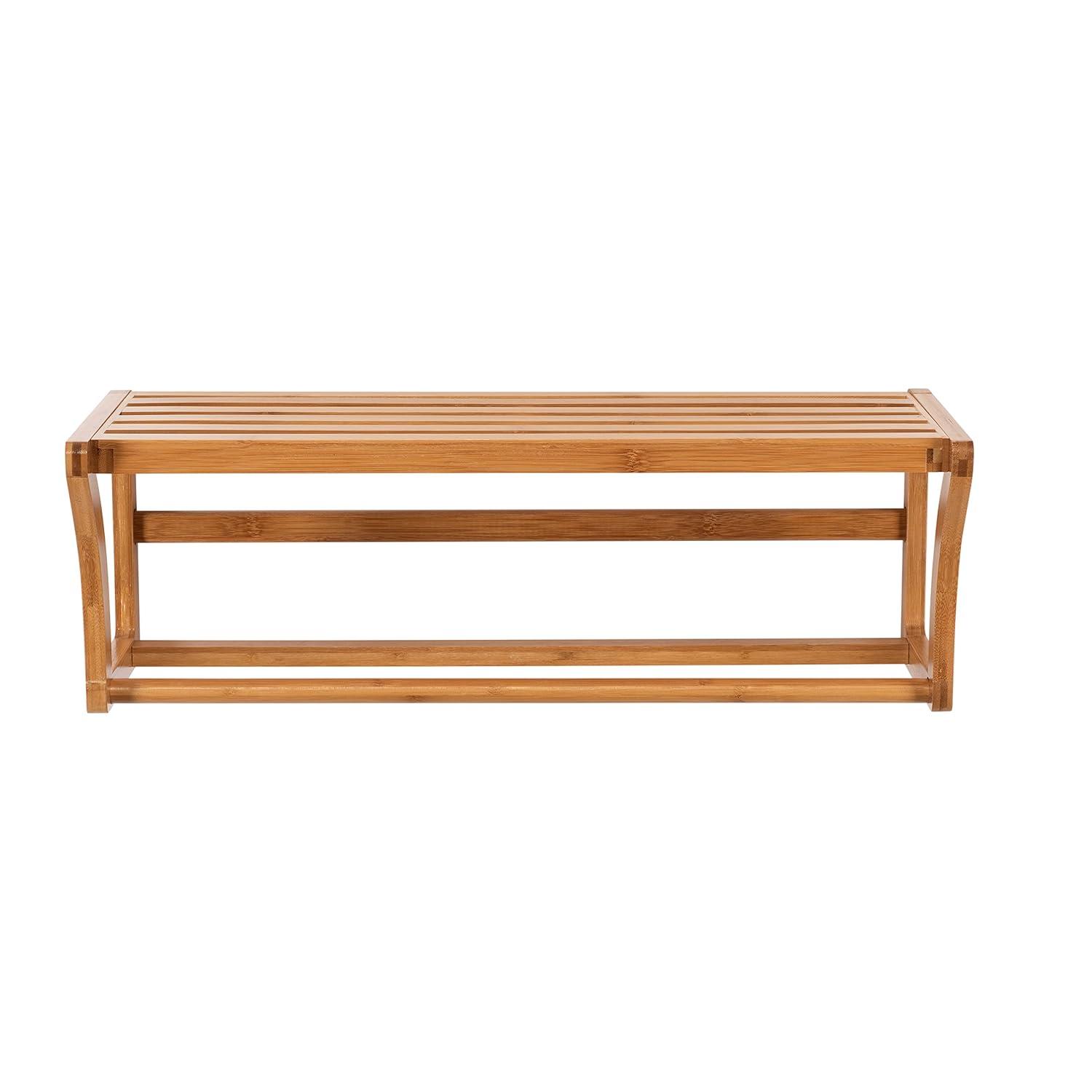 Bamboo Wall Mounting Shelf with Towel Bar Brown - Organize It All