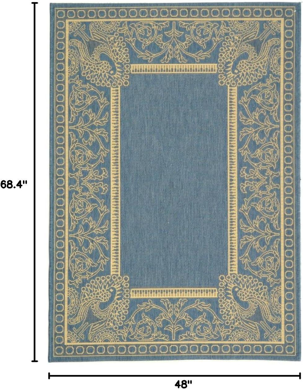 Courtyard CY2965 Power Loomed Indoor/Outdoor Area Rug - Blue/Natural - 4'x5'7" - Safavieh.