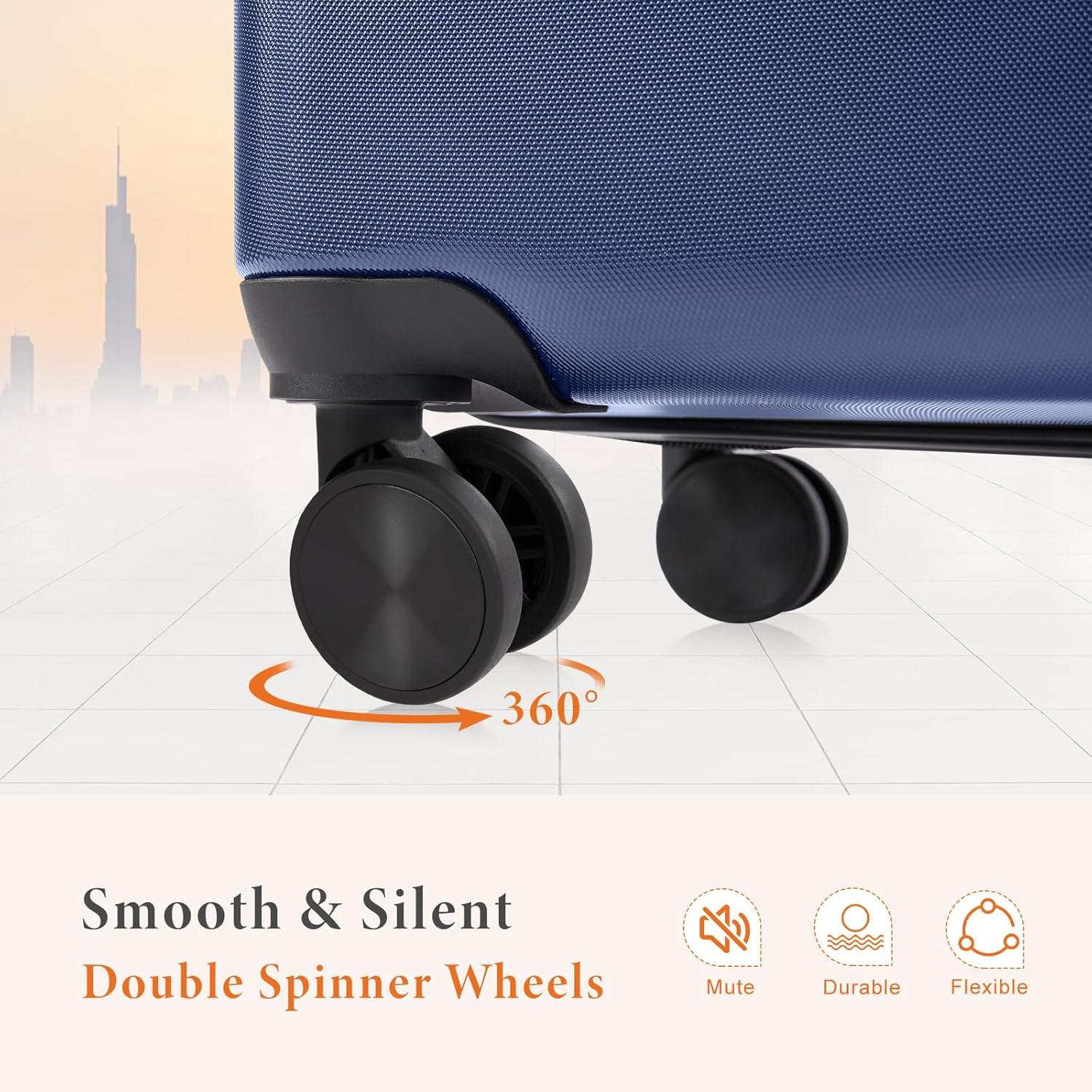 Smugdesk.com 3-Piece Luggage Set, ABS Travel Suitcase Set with TSA lock