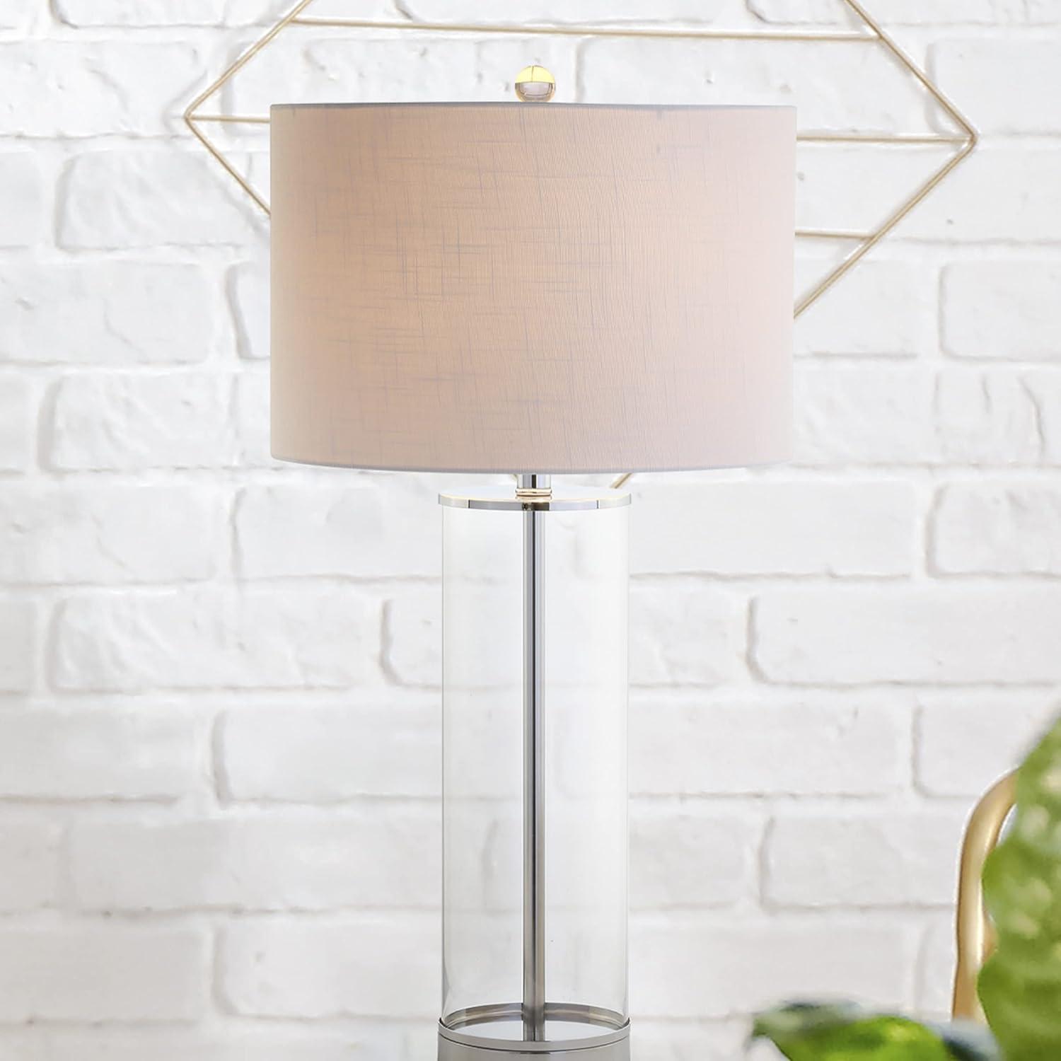 Harper 29" White Linen Shade Glass Table Lamp, Energy Efficient