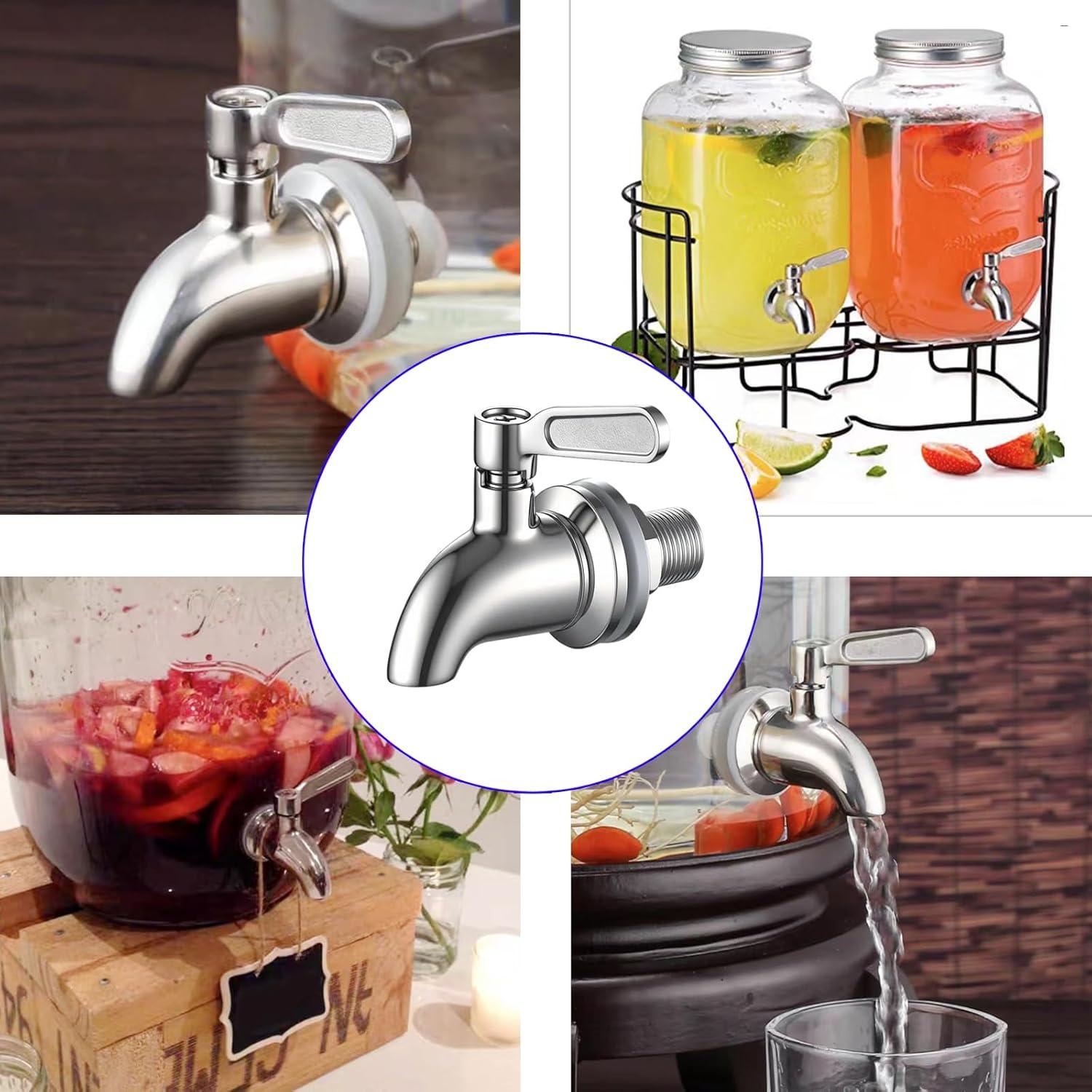 Polished Stainless Steel Beverage Dispenser Replacement Spigot Set