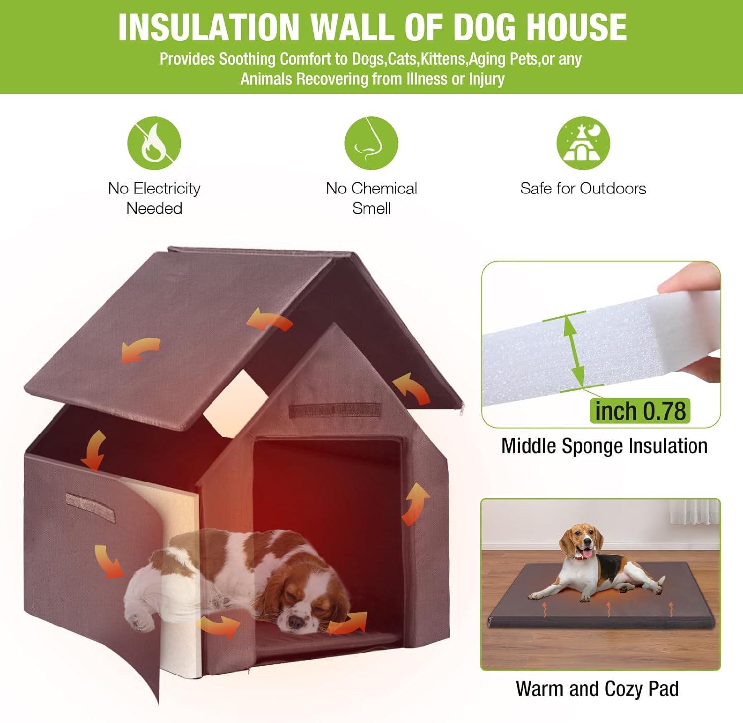 Aivituvin-AIR81-IN Medium Insulated Dog House Gray 32.9"(L) x 45" (W) x 32.6"(H)