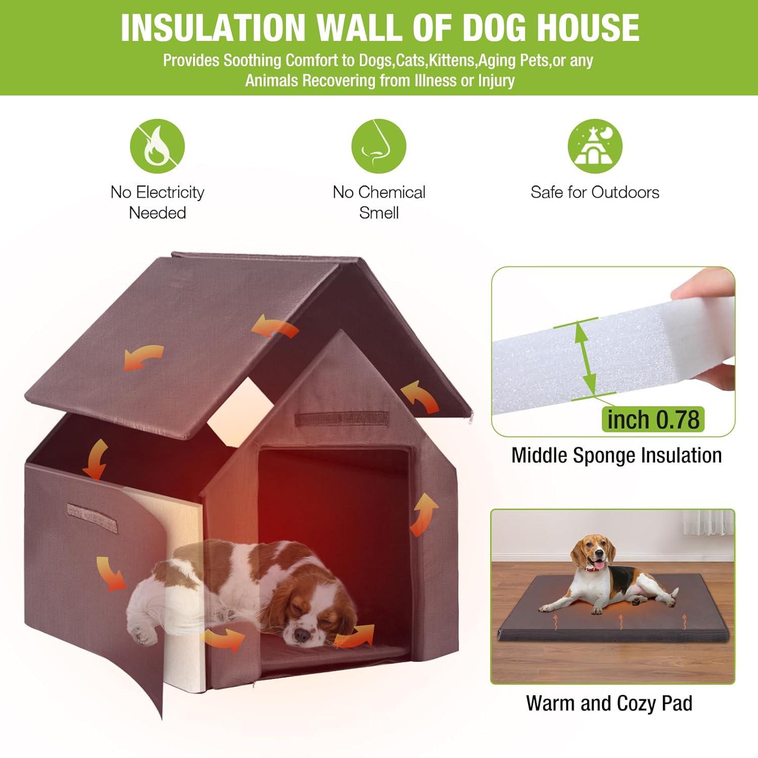 Aivituvin-AIR81-IN Medium Insulated Dog House Gray 32.9"(L) x 45" (W) x 32.6"(H)